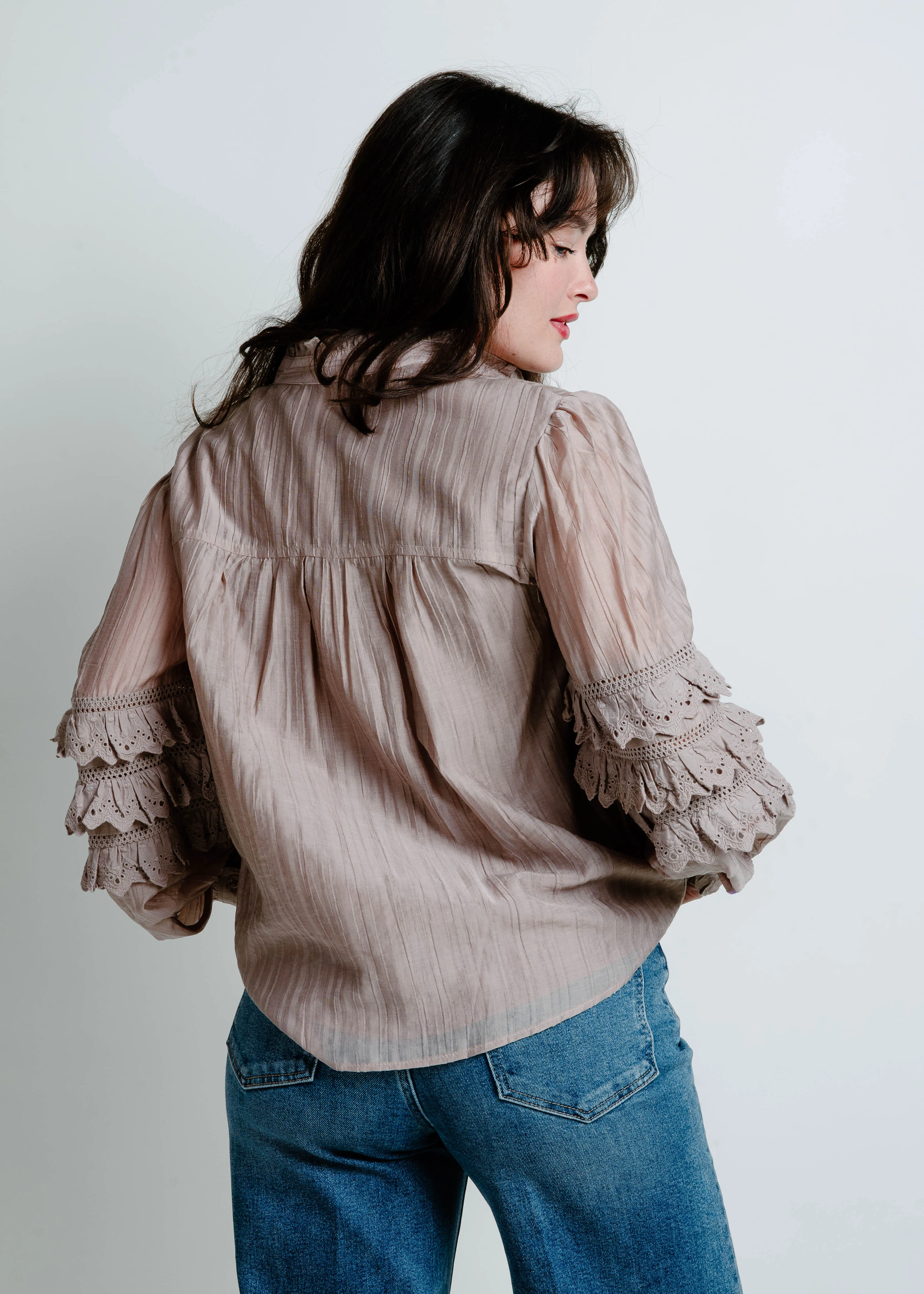 Crisp Breeze Pintuck Blouse - Mocha sold by Vinnie Louise product image thumbnail 3