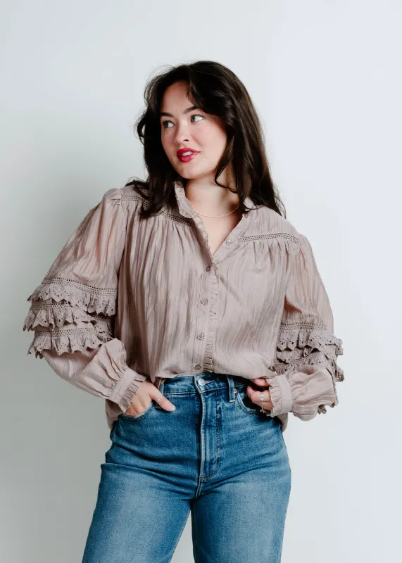 Crisp Breeze Pintuck Blouse - Mocha sold by Vinnie Louise