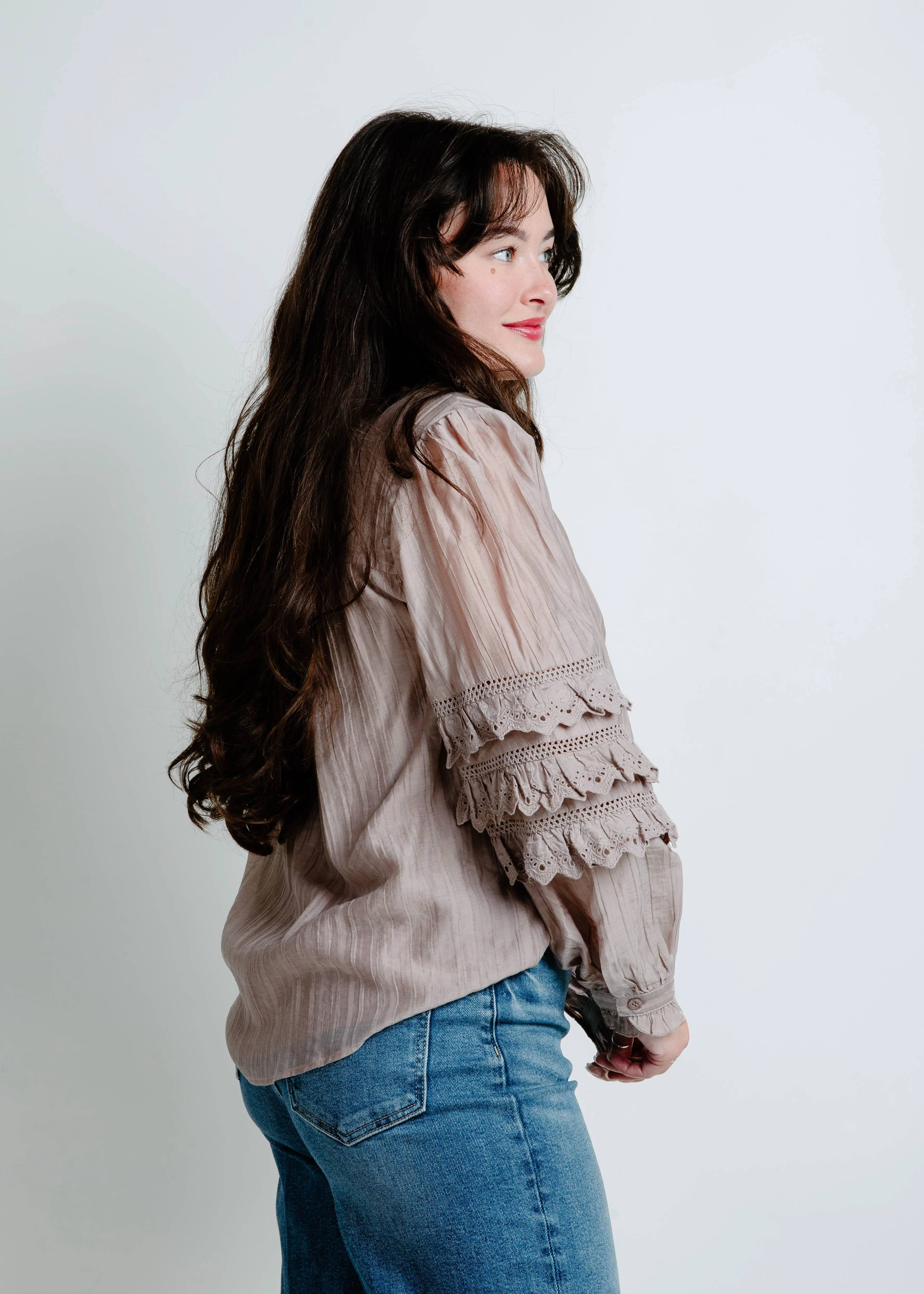 Crisp Breeze Pintuck Blouse - Mocha sold by Vinnie Louise product image thumbnail 2