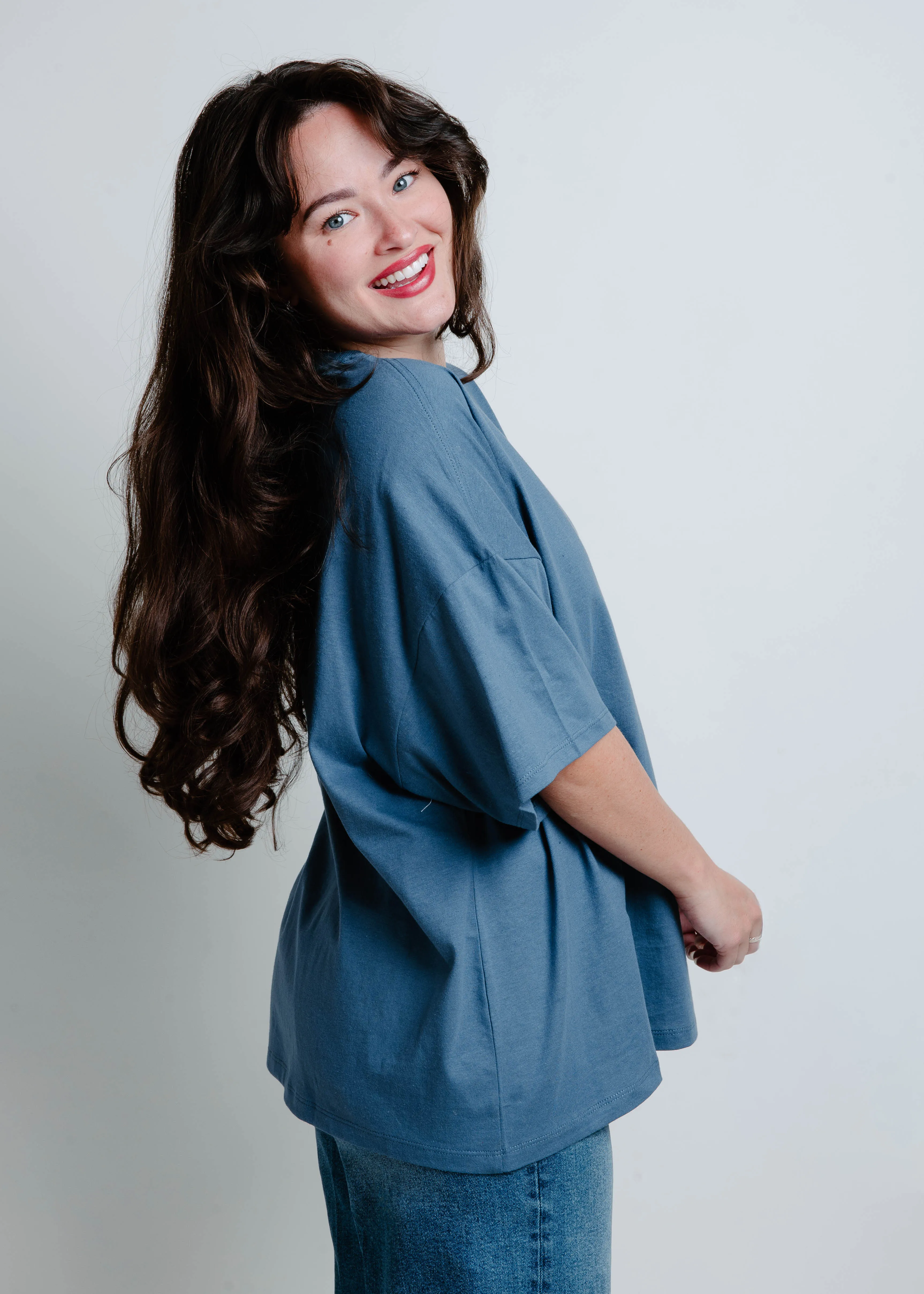 Simple Town Oversized Tee - Dusty Navy sold by Vinnie Louise product image thumbnail 3