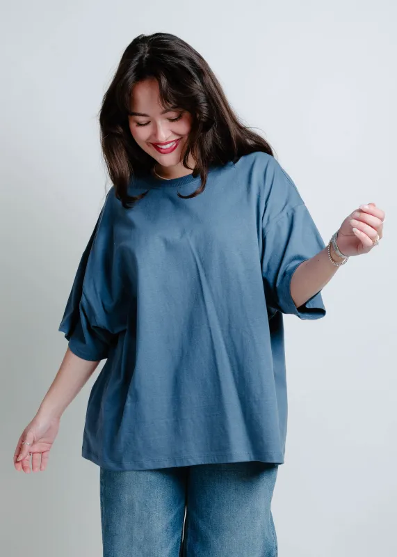 Simple Town Oversized Tee - Dusty Navy made by Vinnie Louise