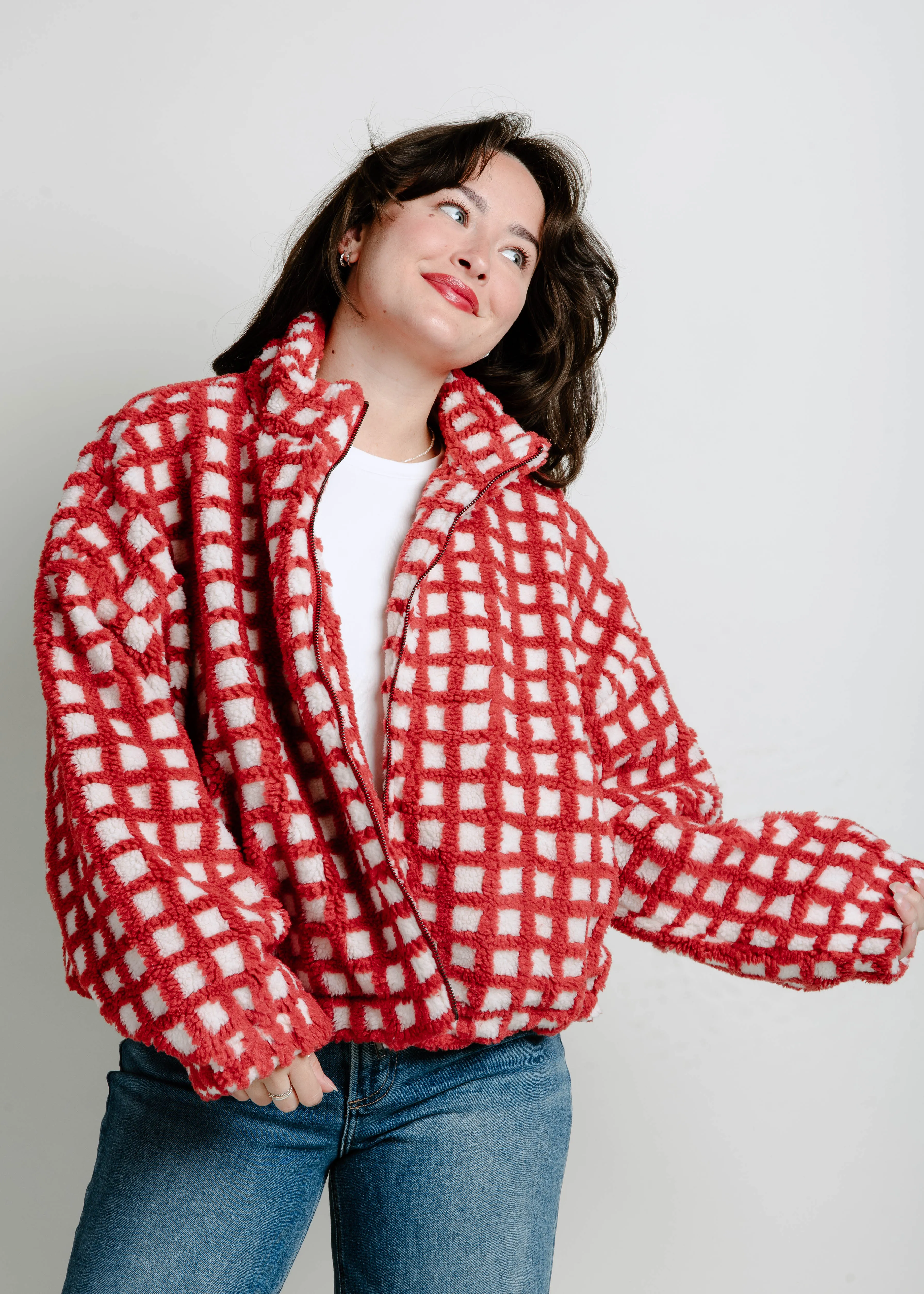 Danni Sherpa Jacket - Red sold by Vinnie Louise product image thumbnail 2