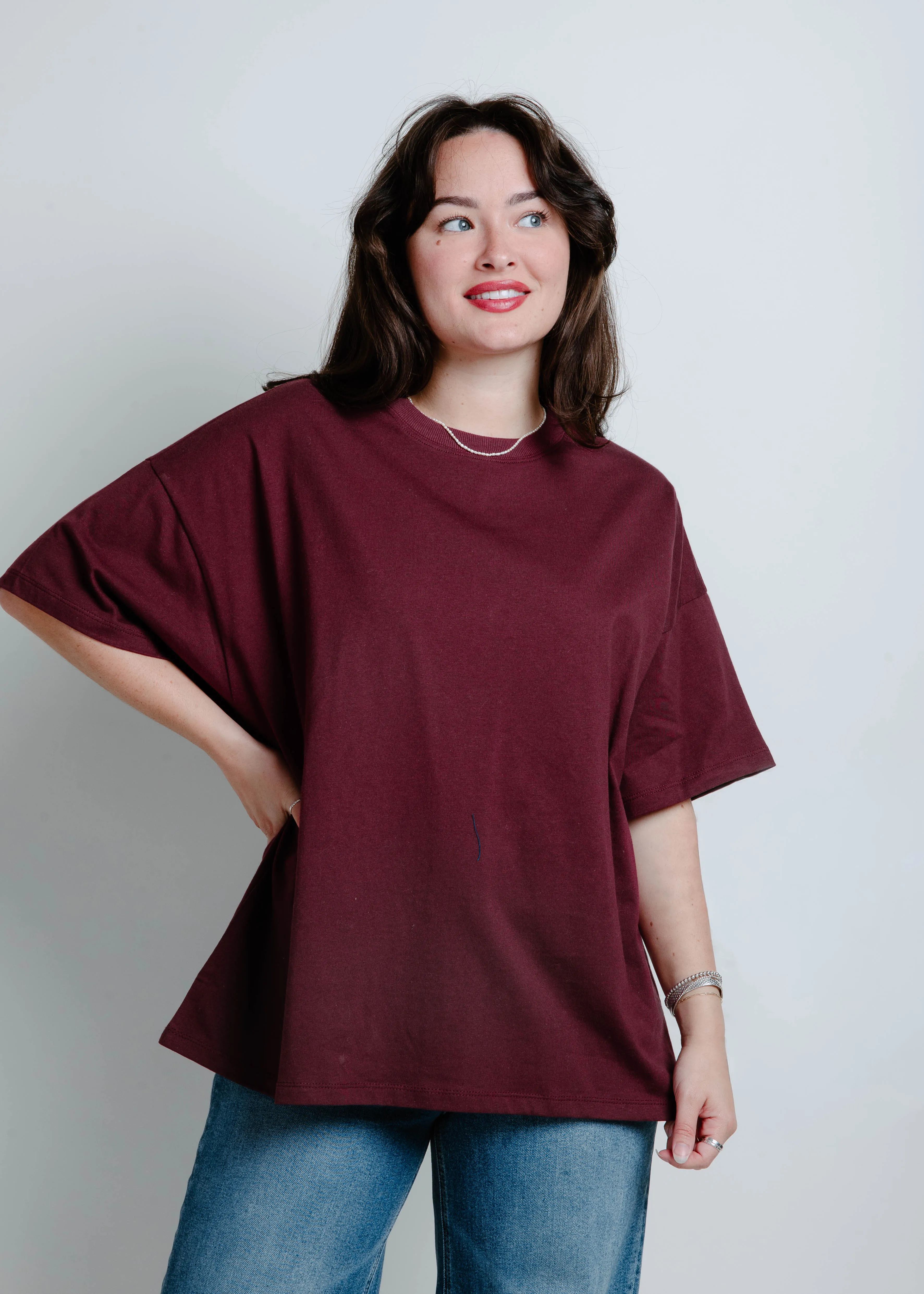 Simple Town Oversized Tee - Dark Cherry sold by Vinnie Louise