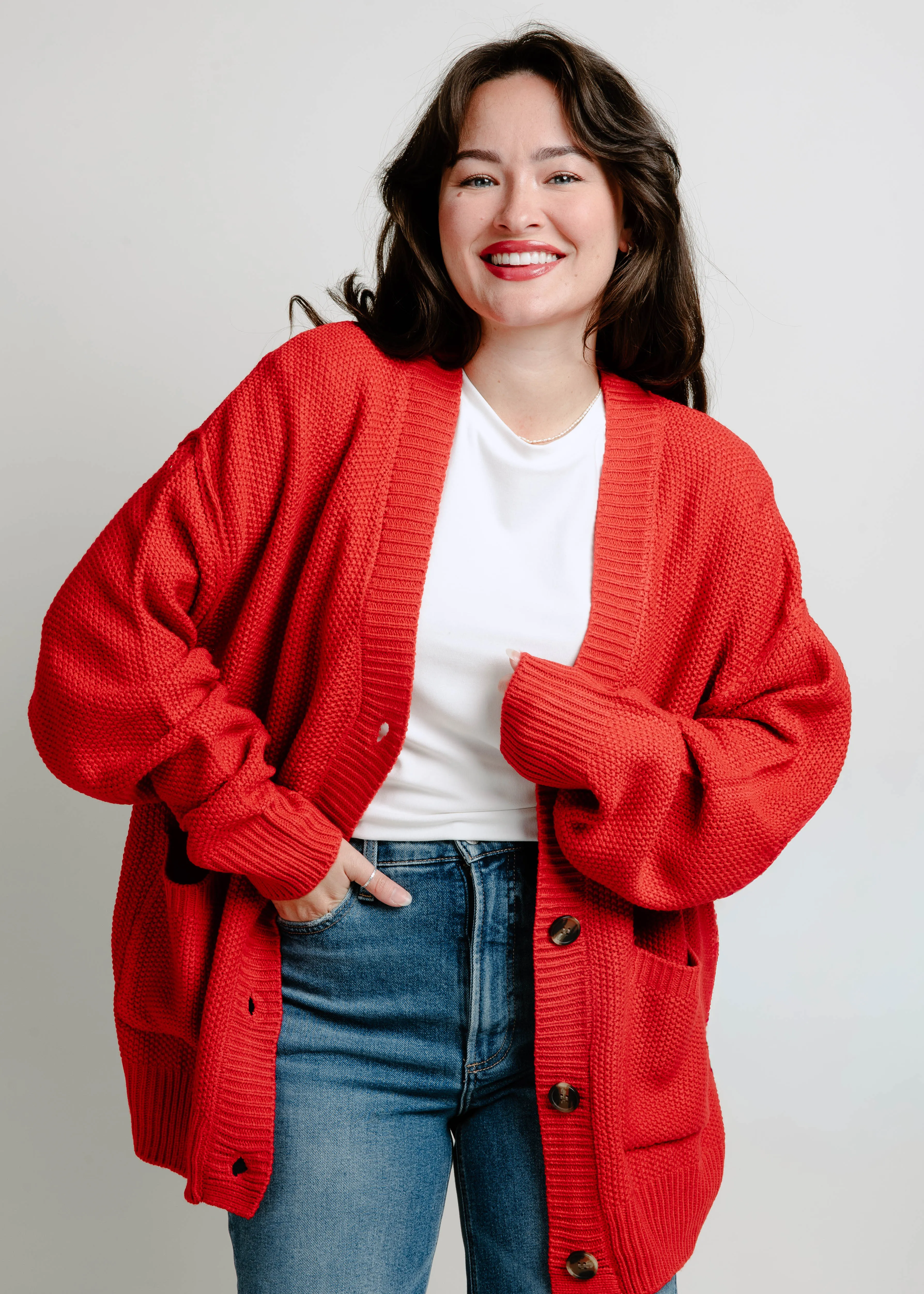 All The Charm Oversized Cardigan - Red sold by Vinnie Louise product image thumbnail 3