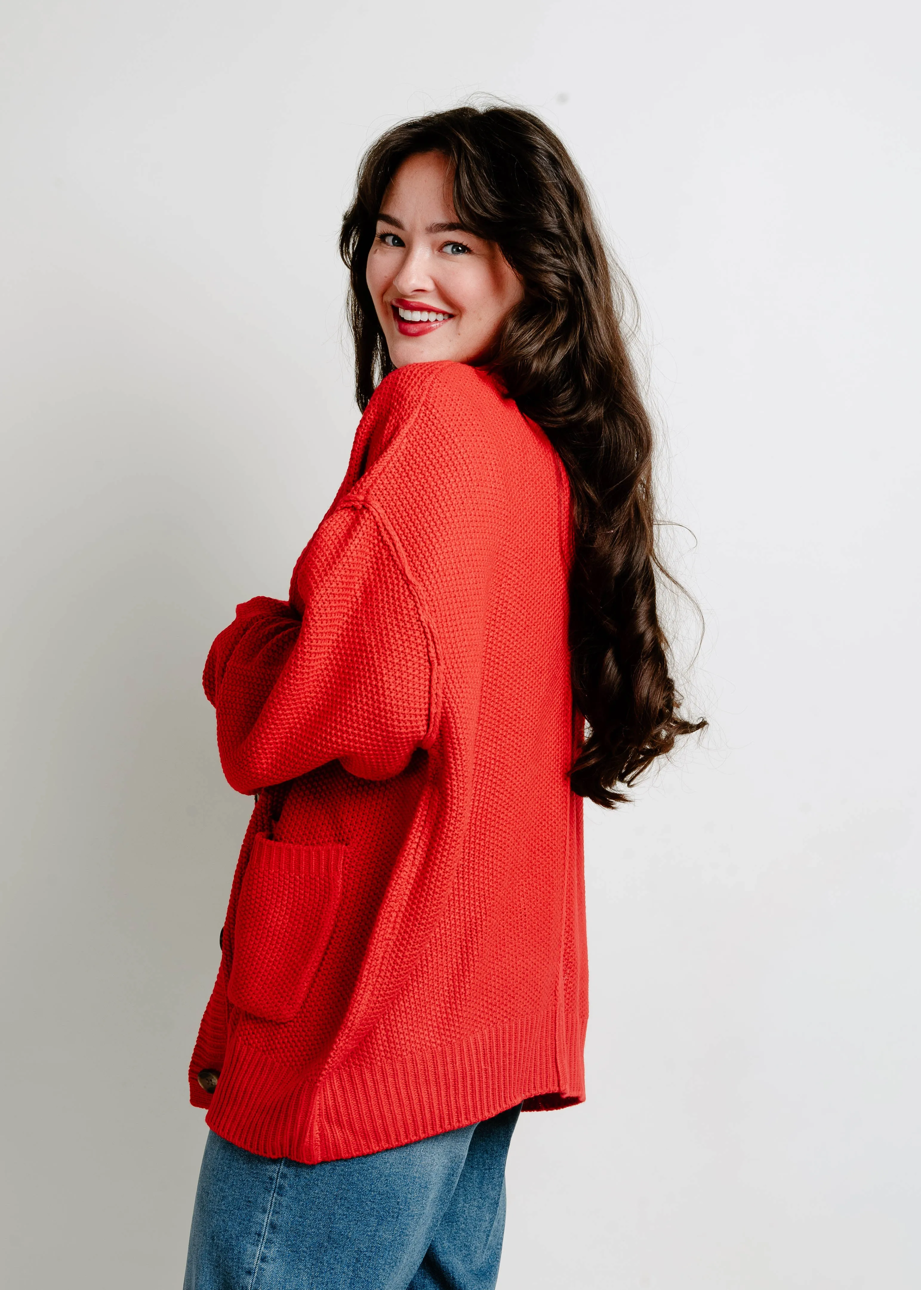 All The Charm Oversized Cardigan - Red sold by Vinnie Louise product image thumbnail 4