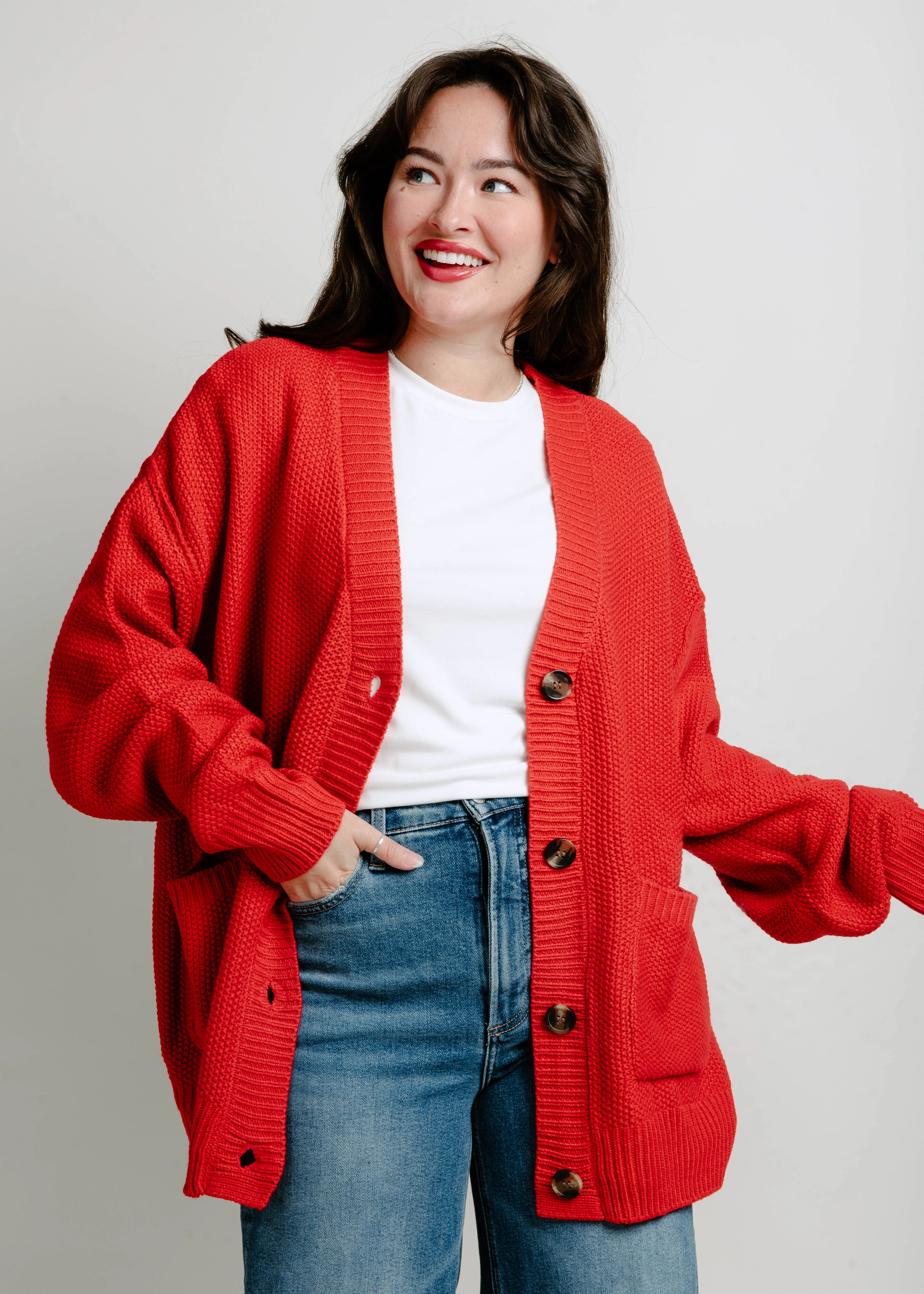 All The Charm Oversized Cardigan - Red sold by Vinnie Louise product image thumbnail 2