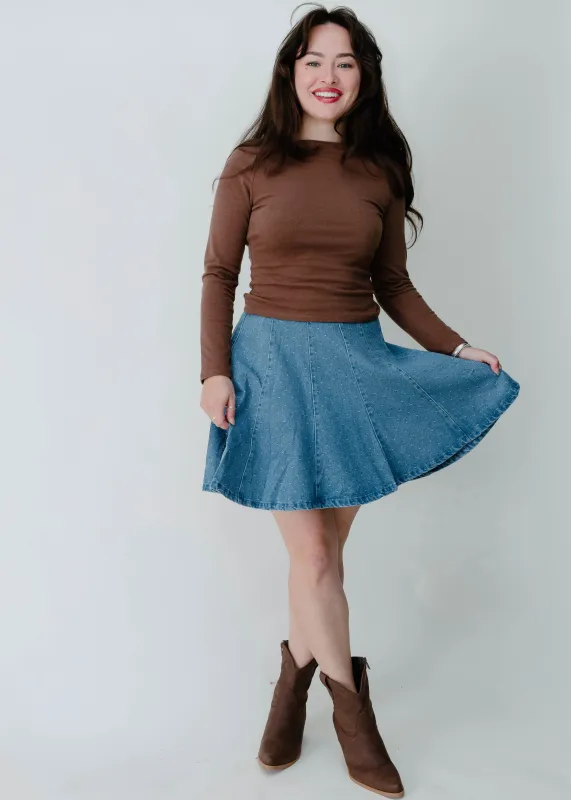 The Dottie Denim Skirt sold by Vinnie Louise