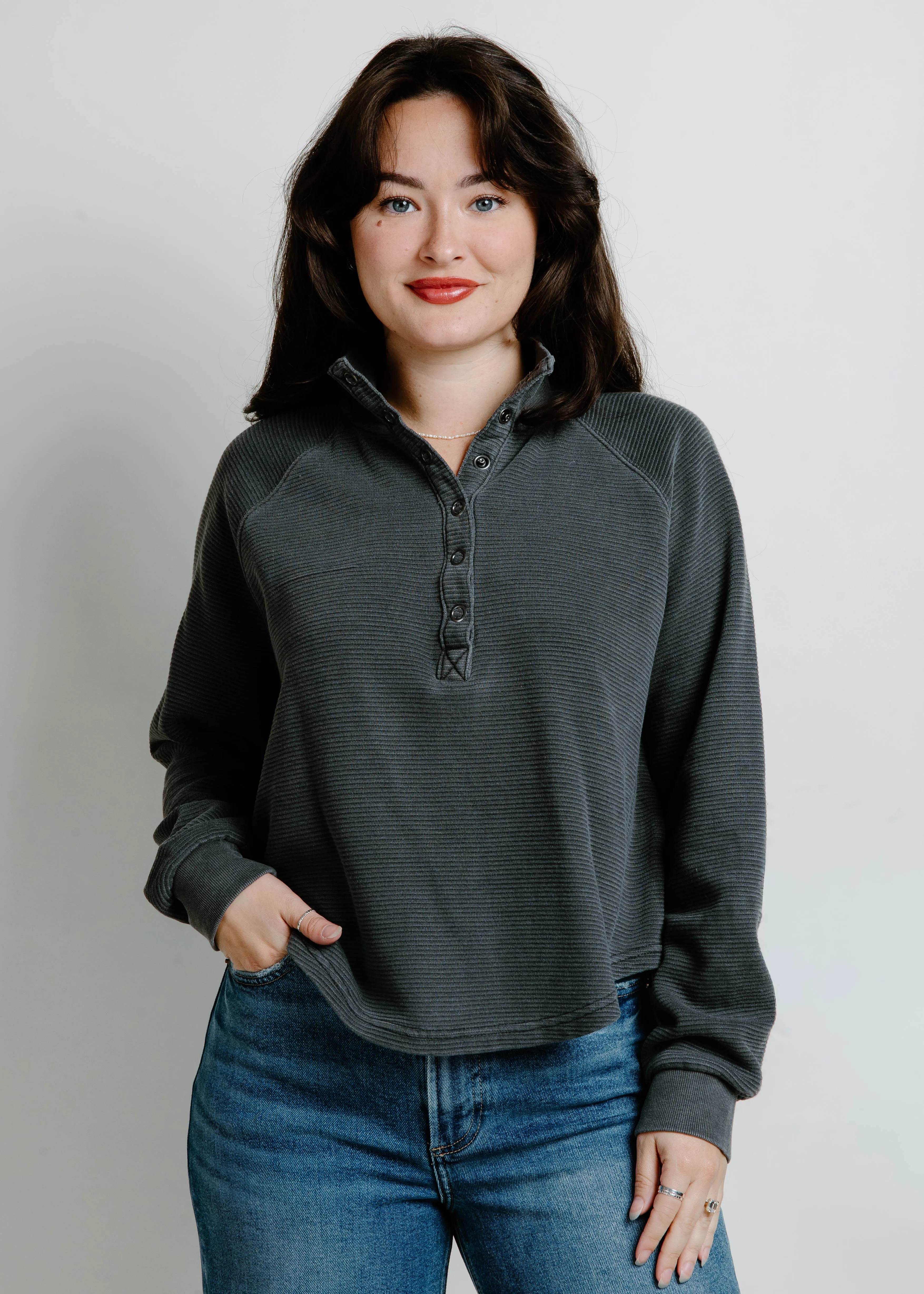 The Ollie Knit Top - Charcoal sold by Vinnie Louise