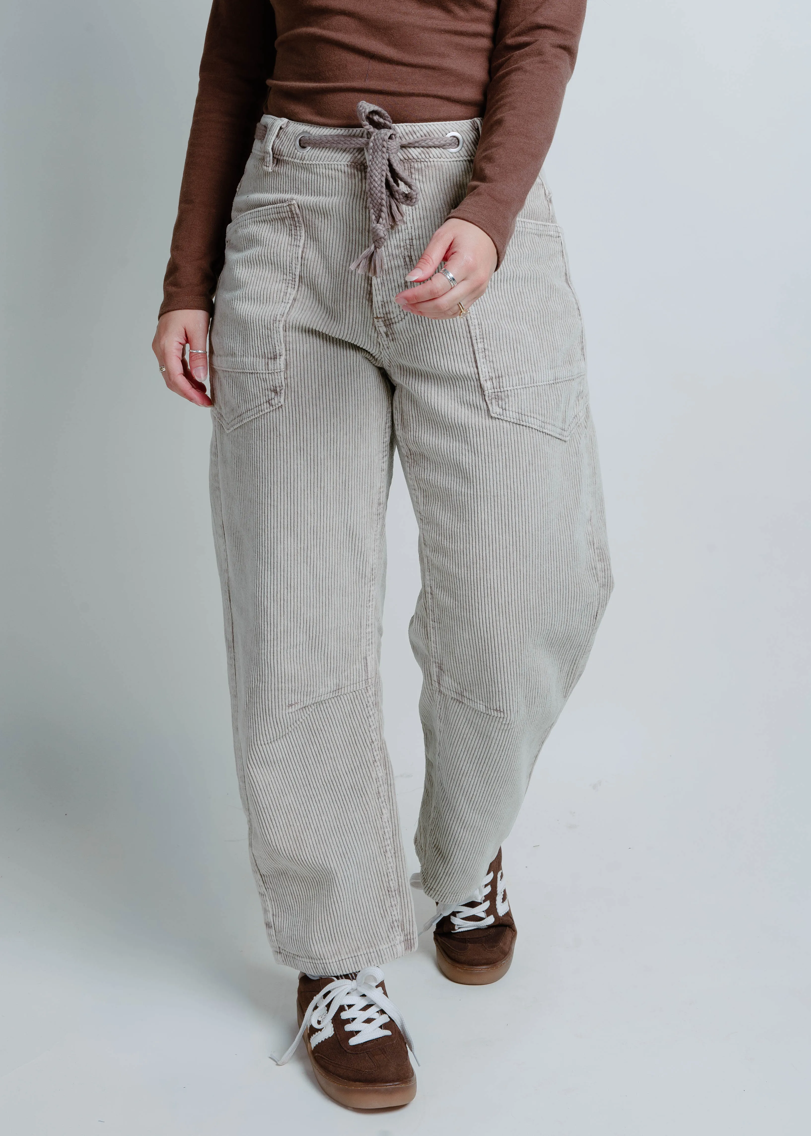Running Out Corduroy Barrel Pants - Dove sold by Vinnie Louise product image thumbnail 2