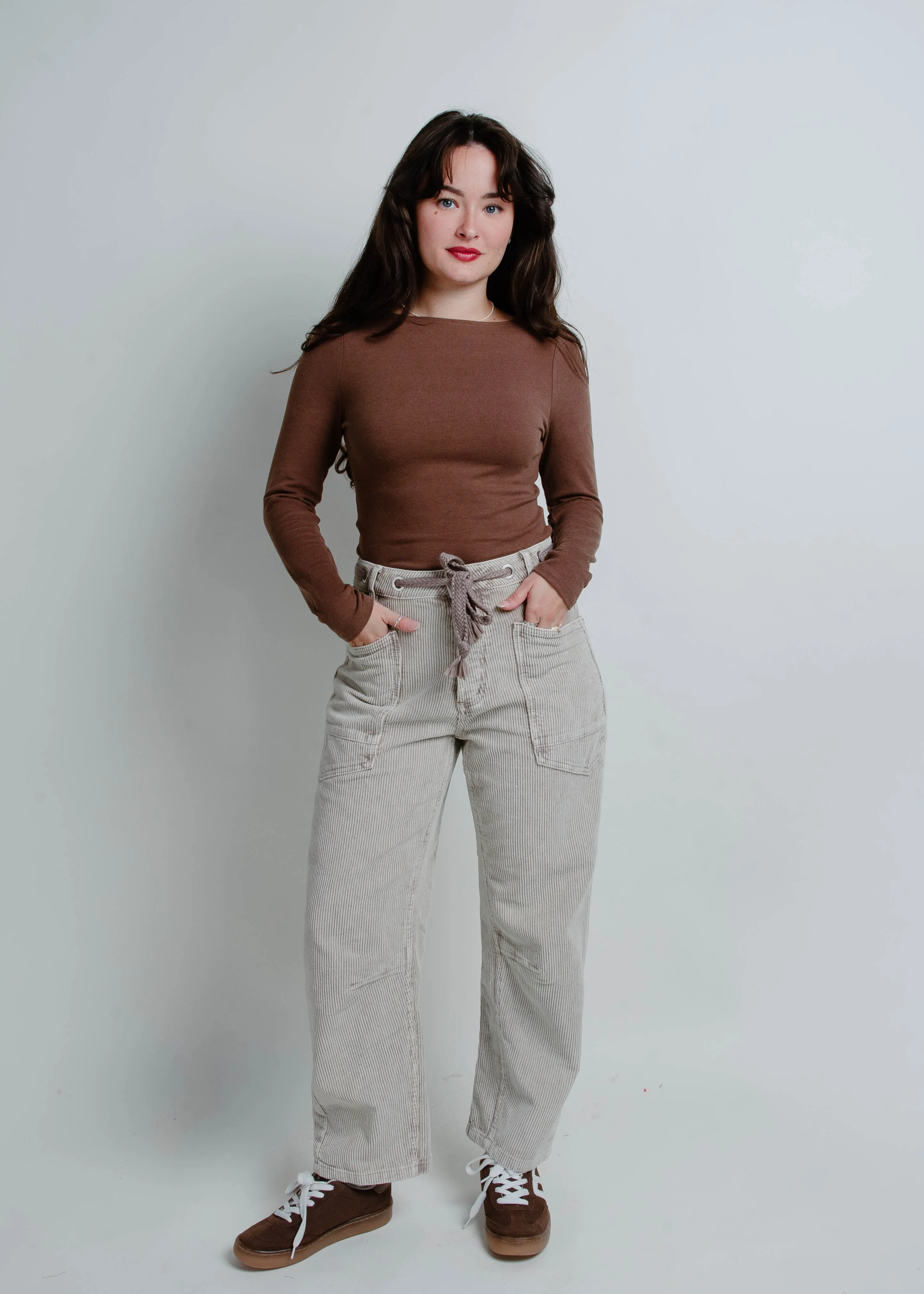 Running Out Corduroy Barrel Pants - Dove sold by Vinnie Louise