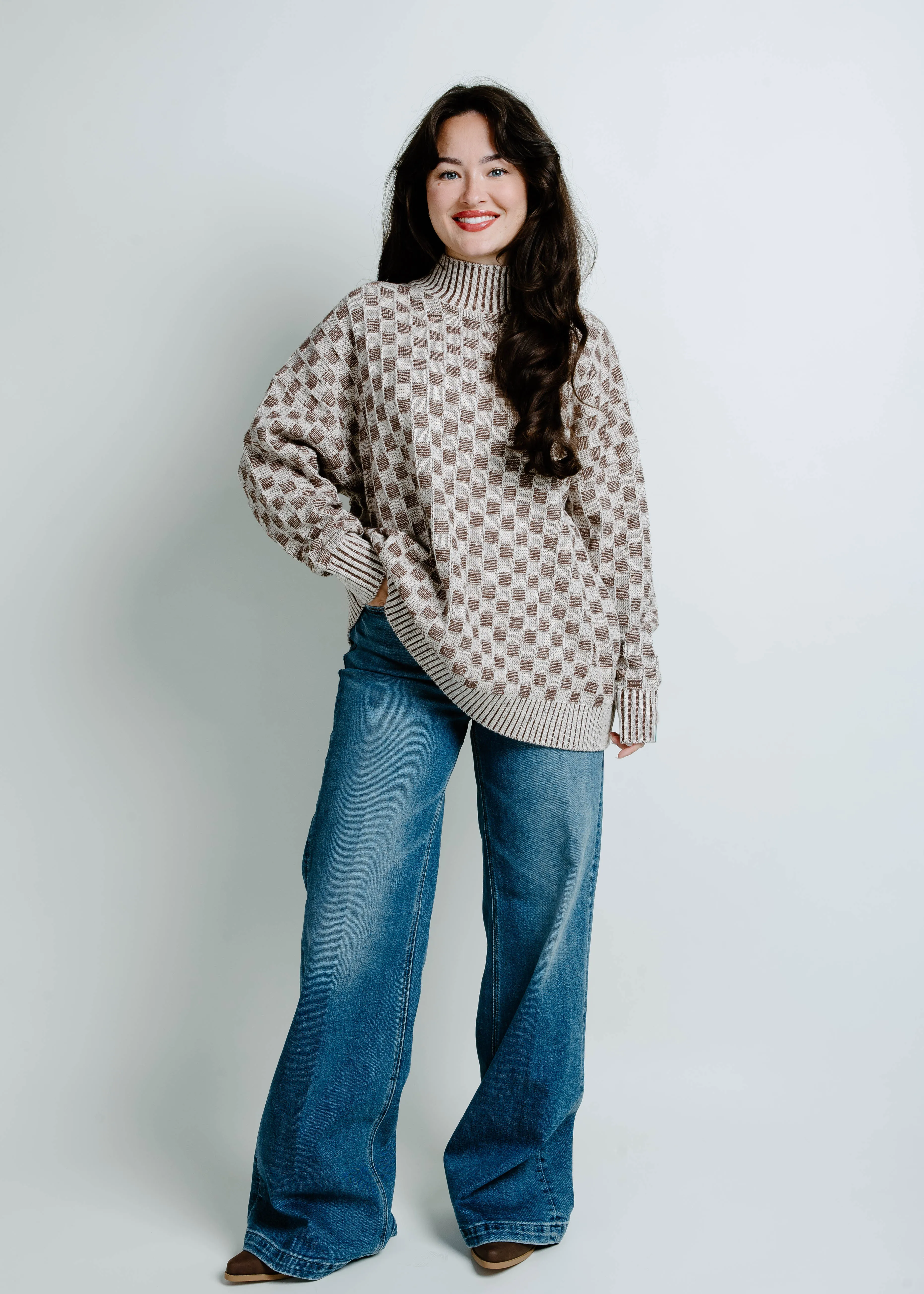 Check In Mock Neck Sweater sold by Vinnie Louise