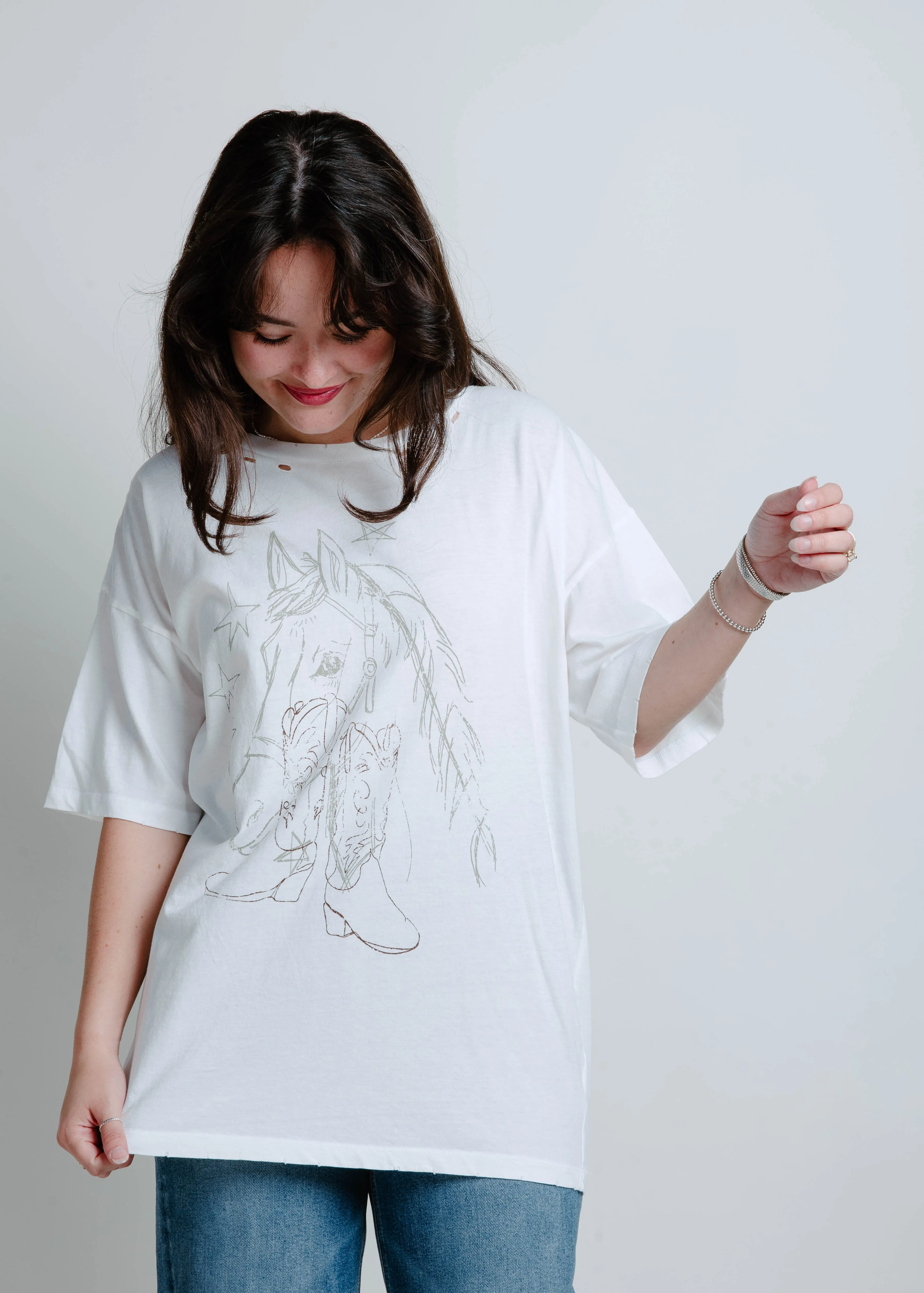 Sketched Horse Oversized Graphic Tee sold by Vinnie Louise product image thumbnail 2