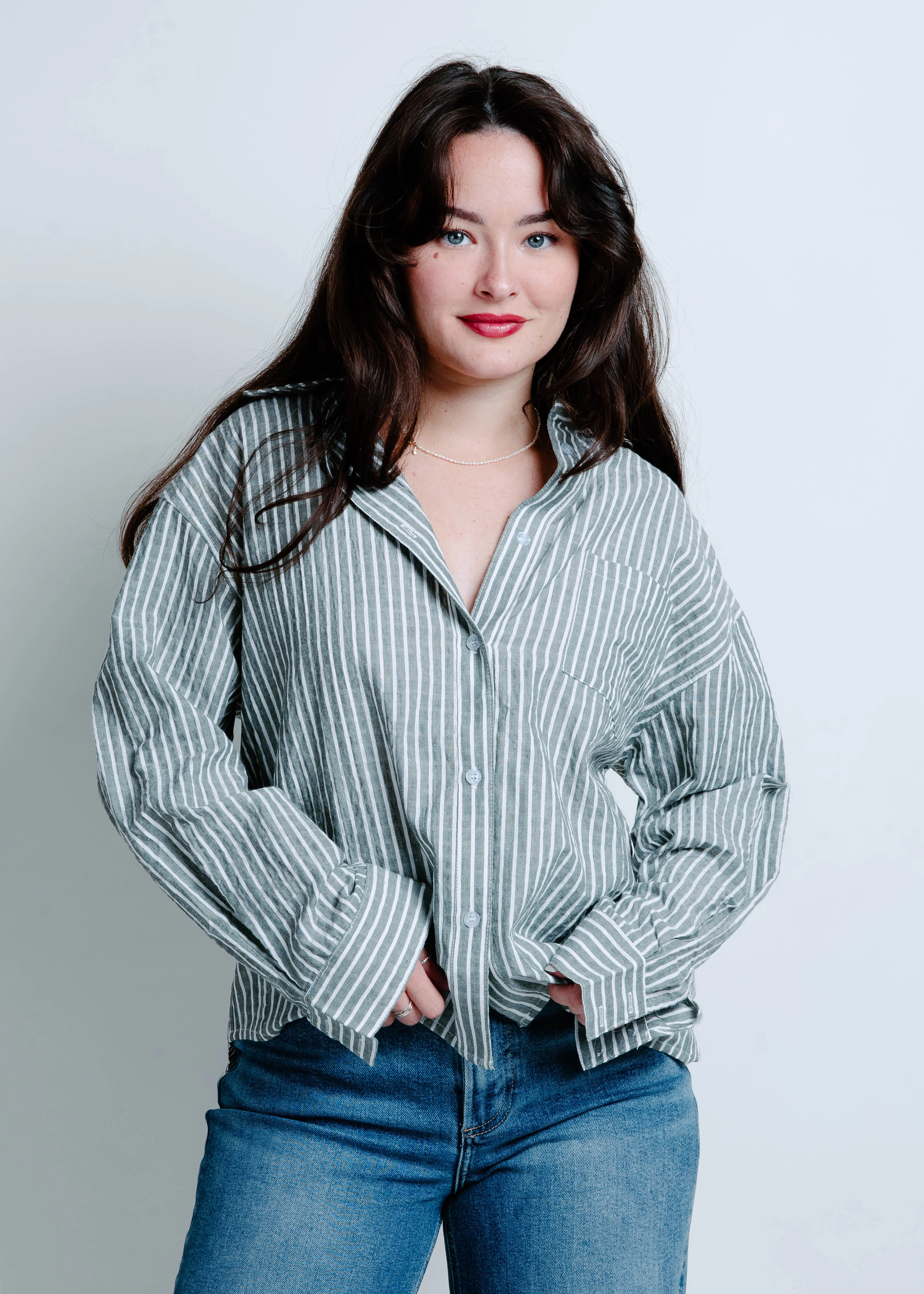 The Ally Button Up Top - Green sold by Vinnie Louise product image thumbnail 2