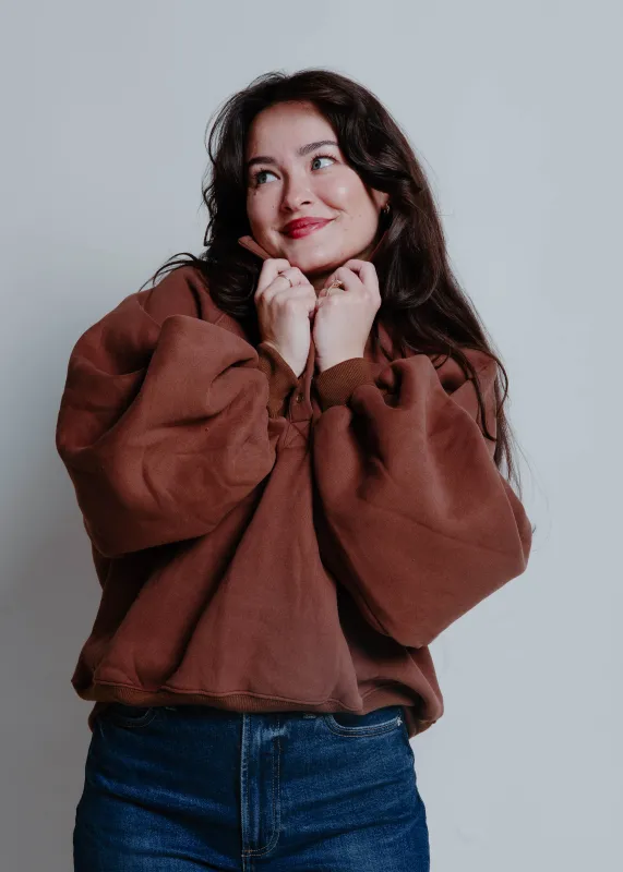 Lainey Buttoned Pullover - Chocolate sold by Vinnie Louise