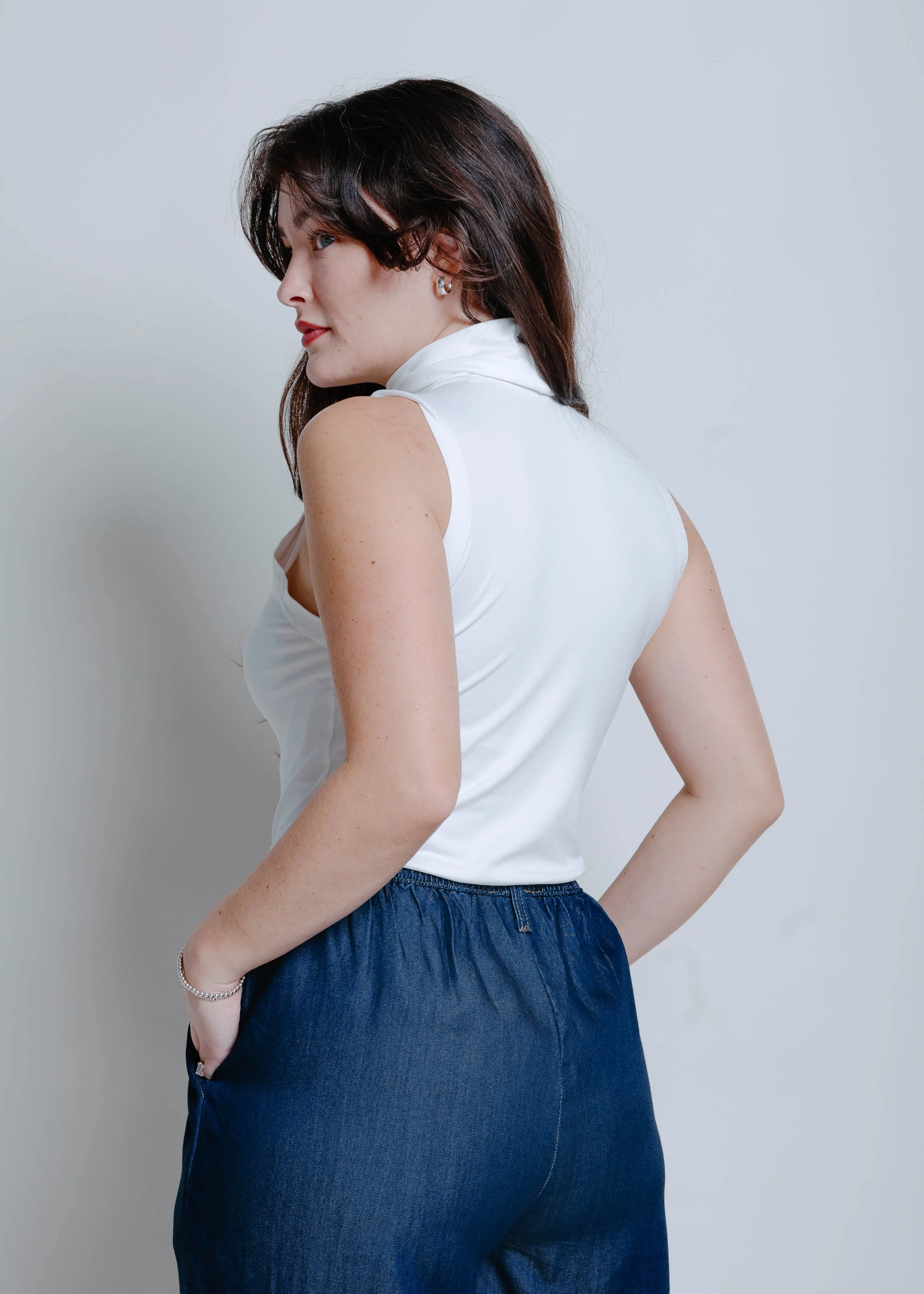 The Alaya Turtleneck Sleeveless Top - White sold by Vinnie Louise product image thumbnail 3
