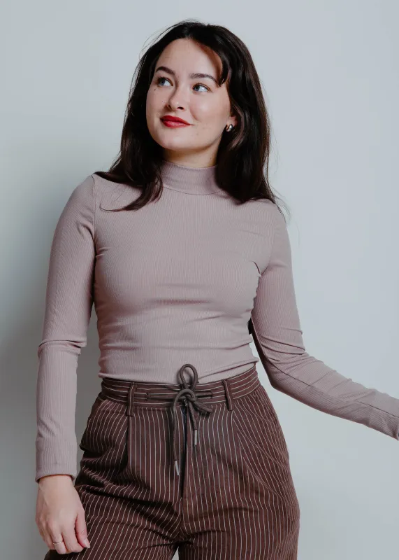 The Claire Everyday Mock Neck Top - Light Mocha sold by Vinnie Louise