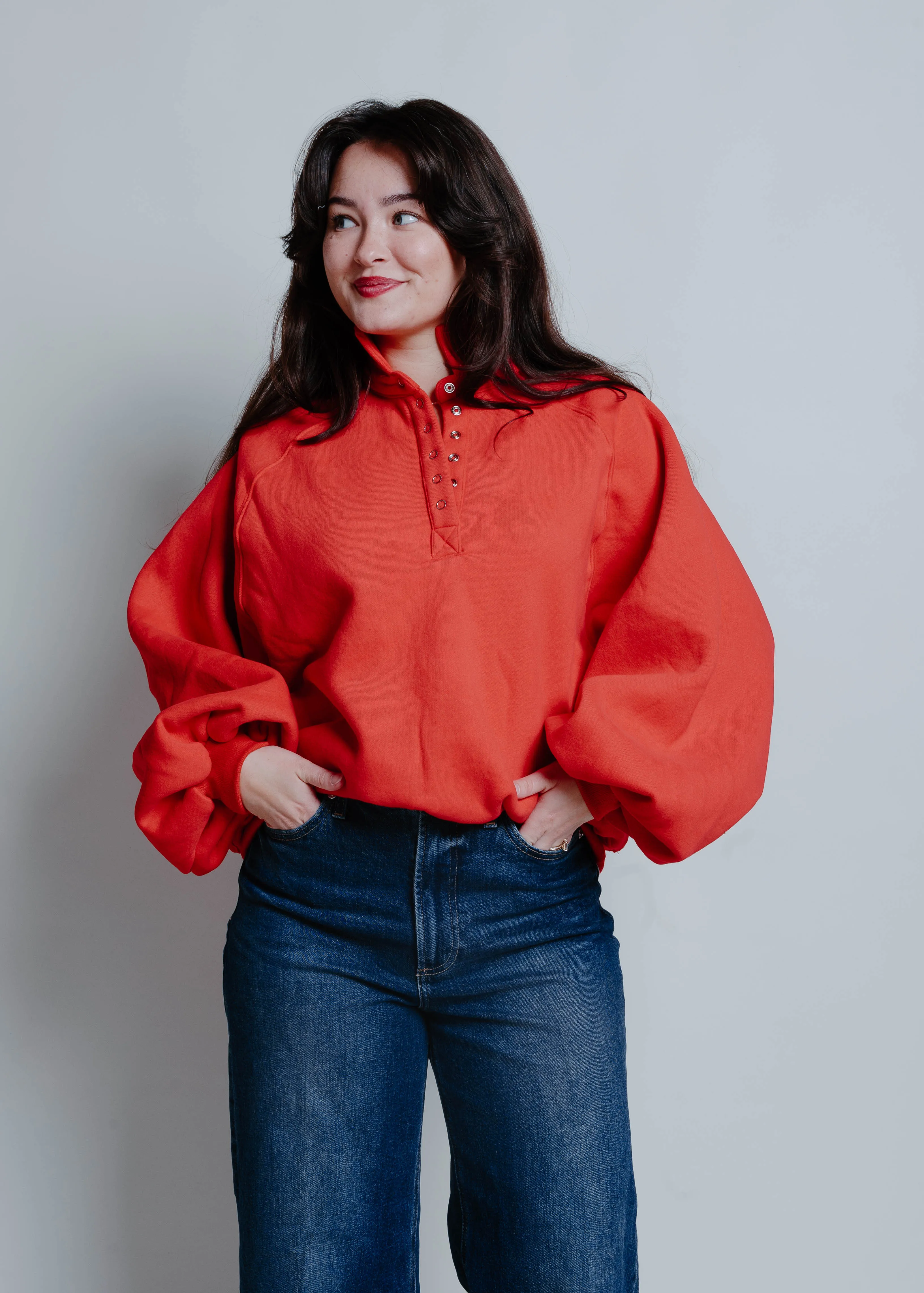Lainey Buttoned Pullover - Red sold by Vinnie Louise product image thumbnail 2