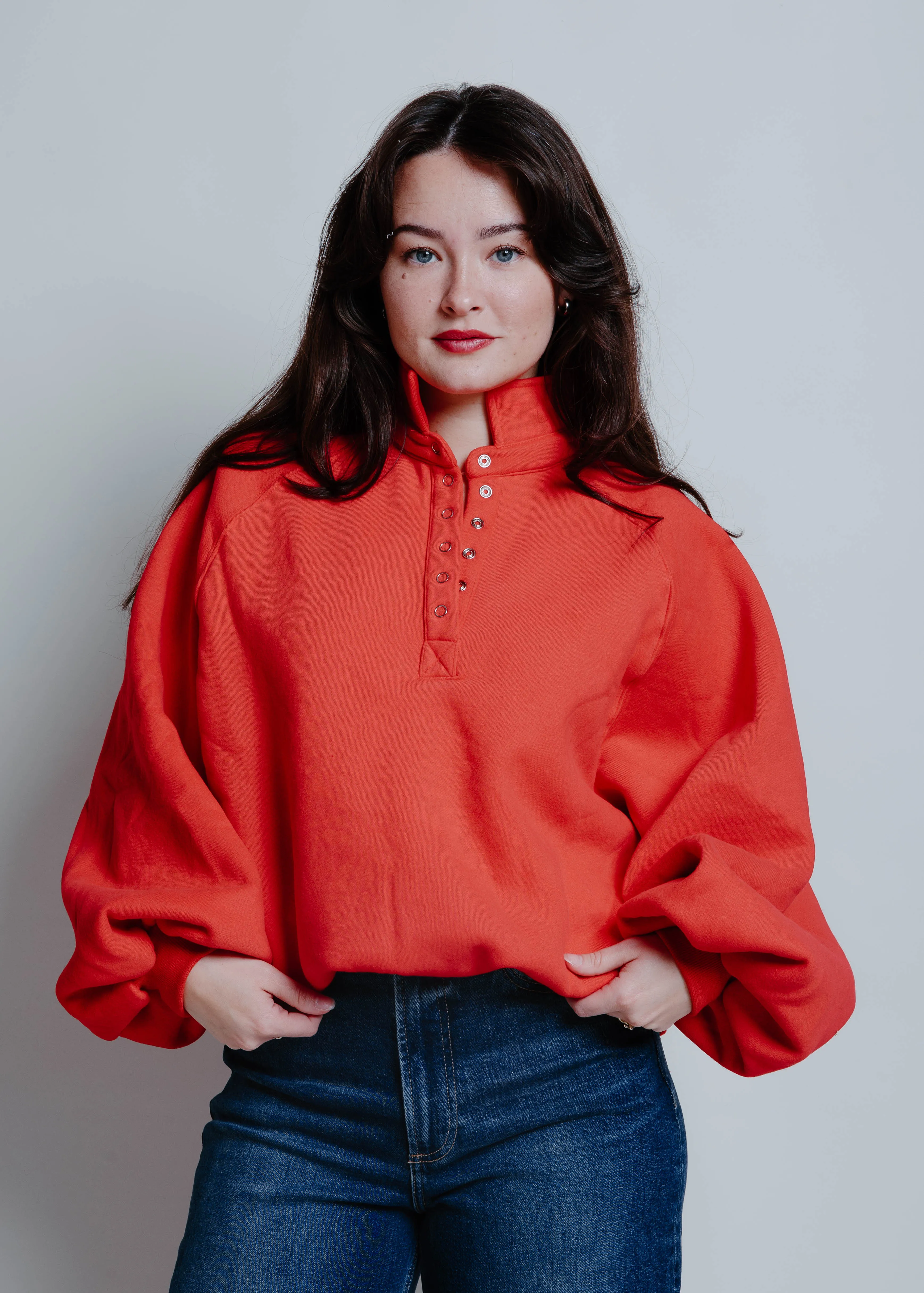 Lainey Buttoned Pullover - Red sold by Vinnie Louise