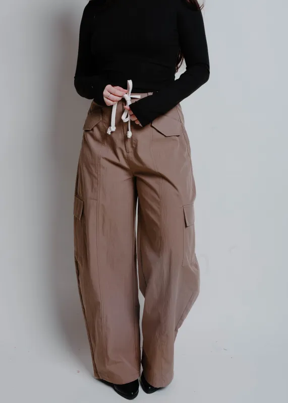 Alyssa Cargo Barrel Pants - Brown sold by Vinnie Louise