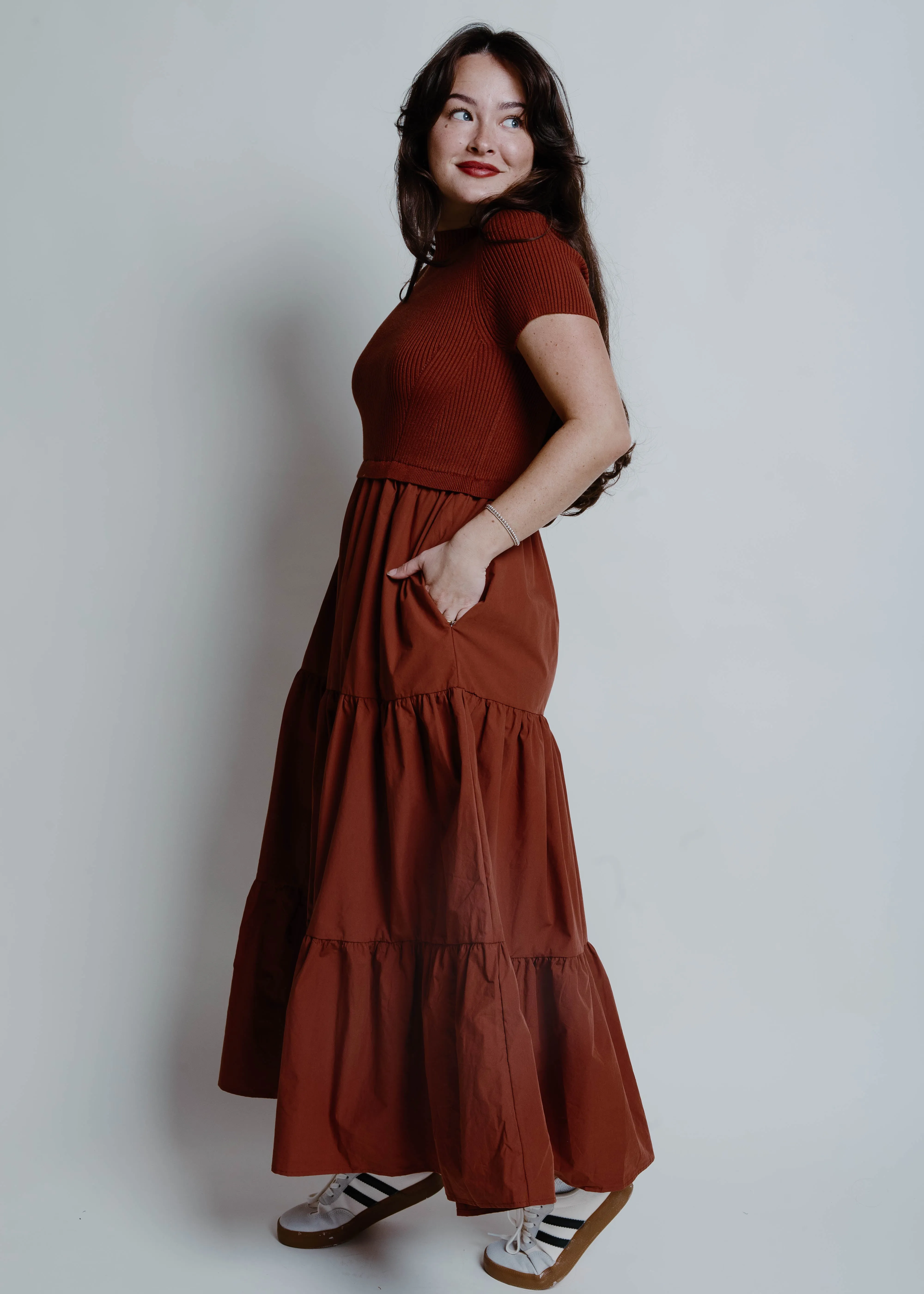 Georgia Short Sleeve Midi Dress - Rust sold by Vinnie Louise product image thumbnail 4