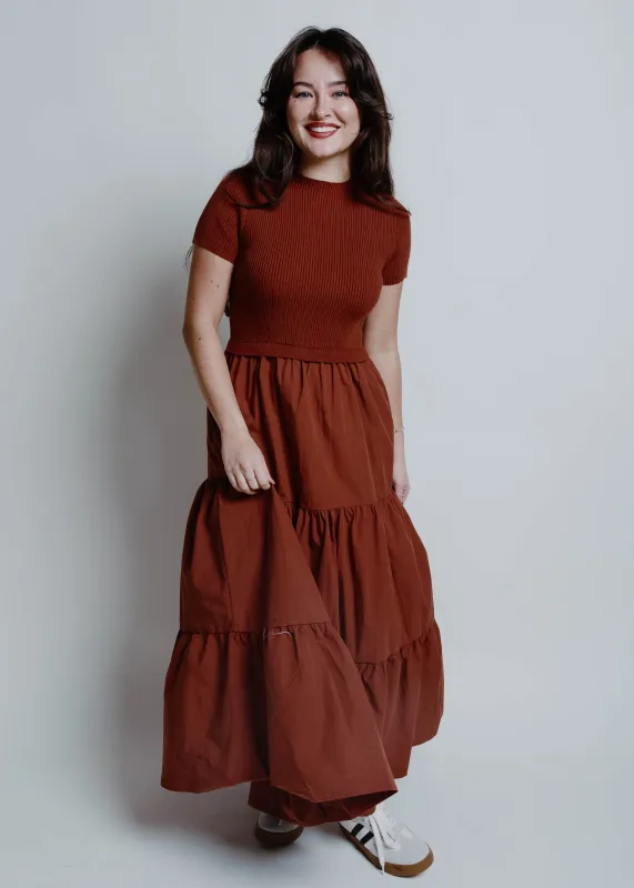Georgia Short Sleeve Midi Dress - Rust sold by Vinnie Louise
