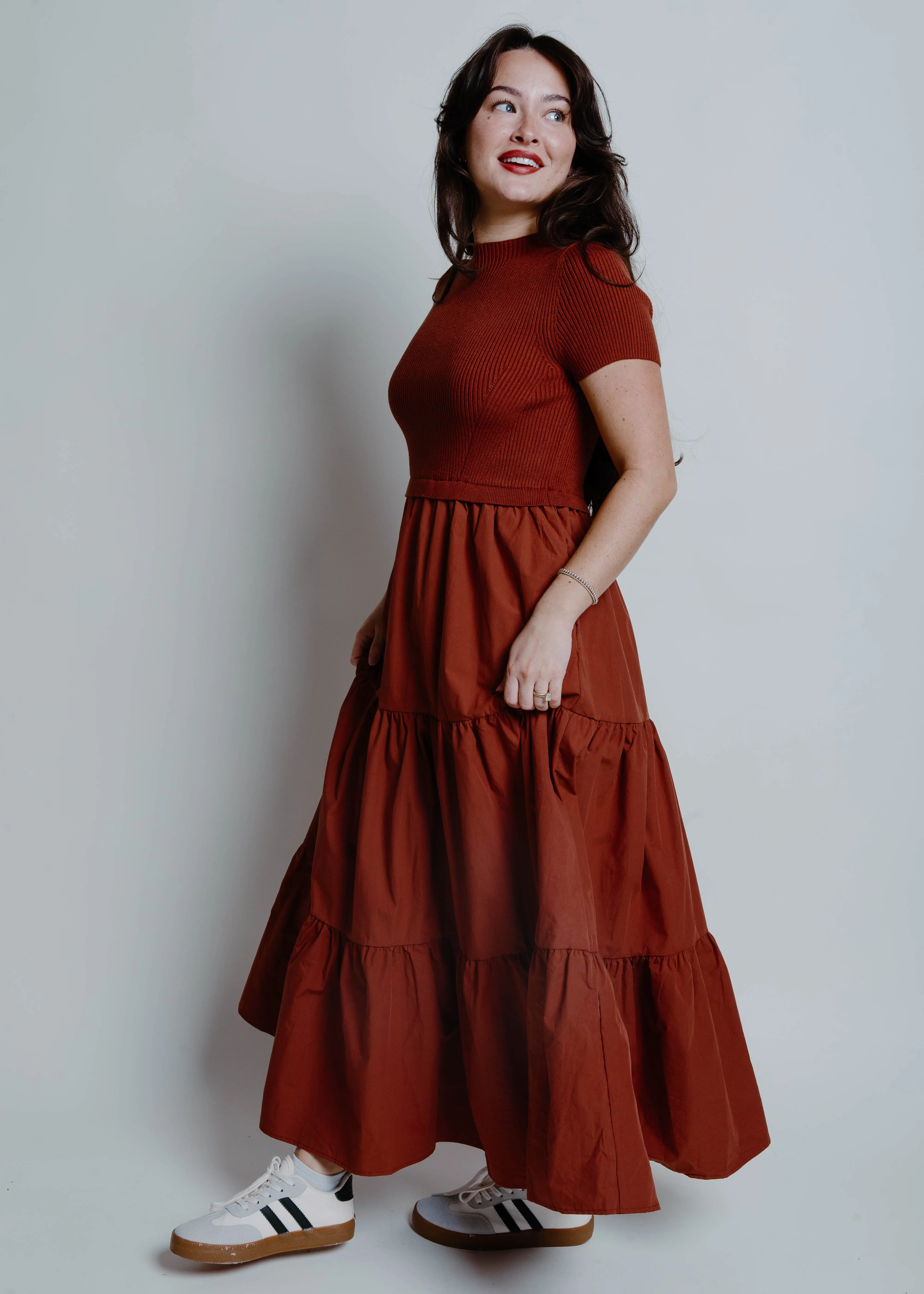 Georgia Short Sleeve Midi Dress - Rust sold by Vinnie Louise product image thumbnail 3