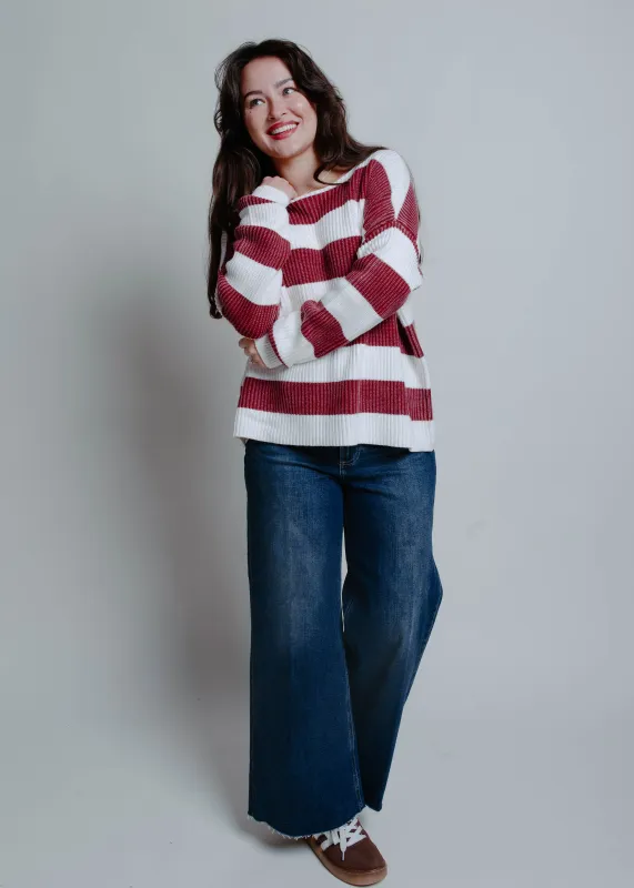 After Hours Striped Sweater - Wine sold by Vinnie Louise