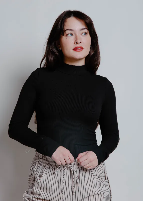 The Claire Everyday Mock Neck Top - Black made by By Together