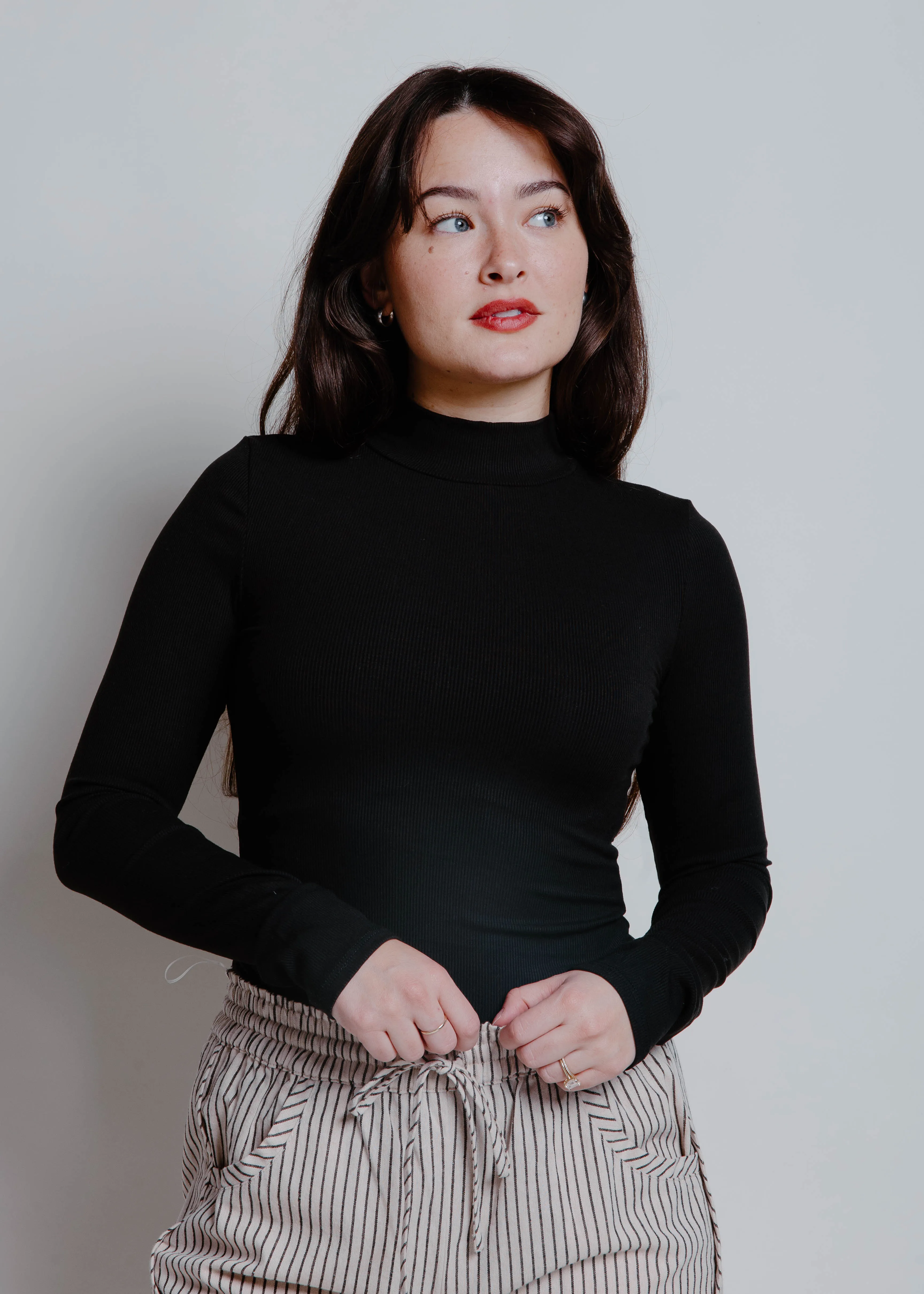 The Claire Everyday Mock Neck Top - Black sold by Vinnie Louise