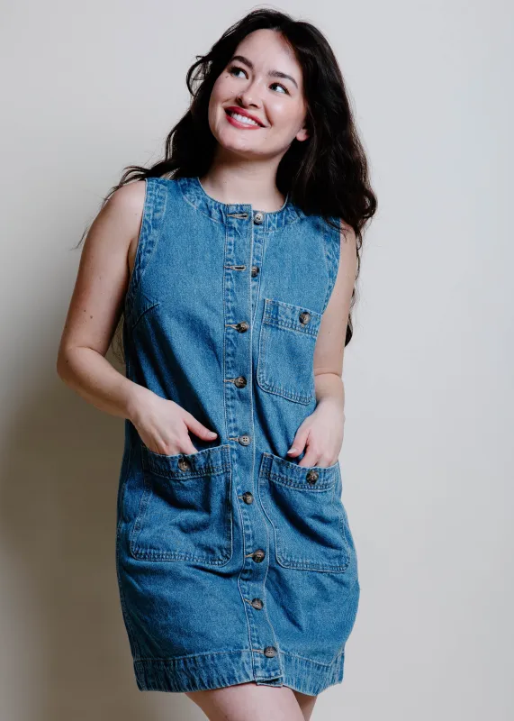 The Charlotte Denim Mini Dress sold by Vinnie Louise