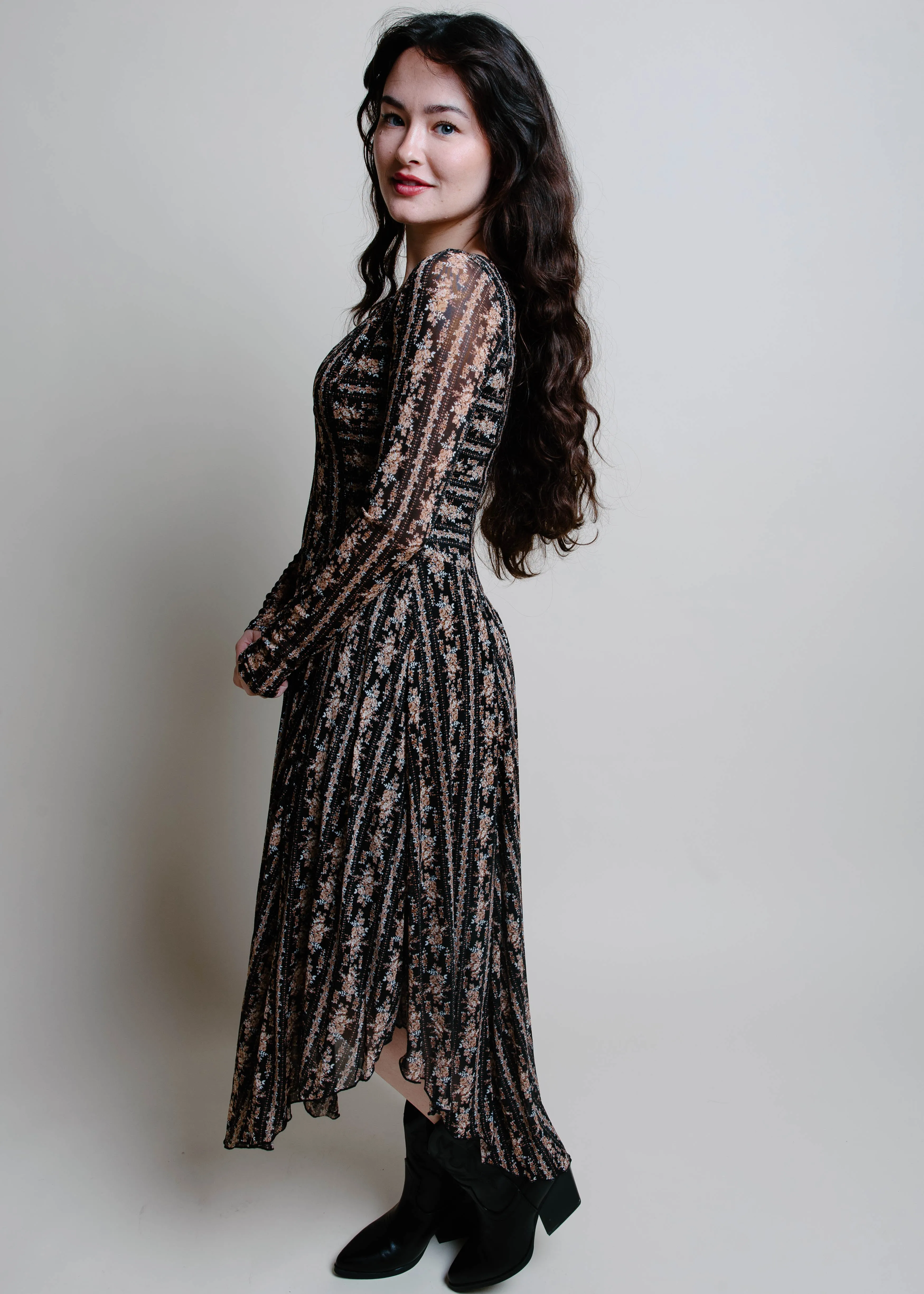 The Maya Floral Mesh Midi Dress sold by Vinnie Louise product image thumbnail 5