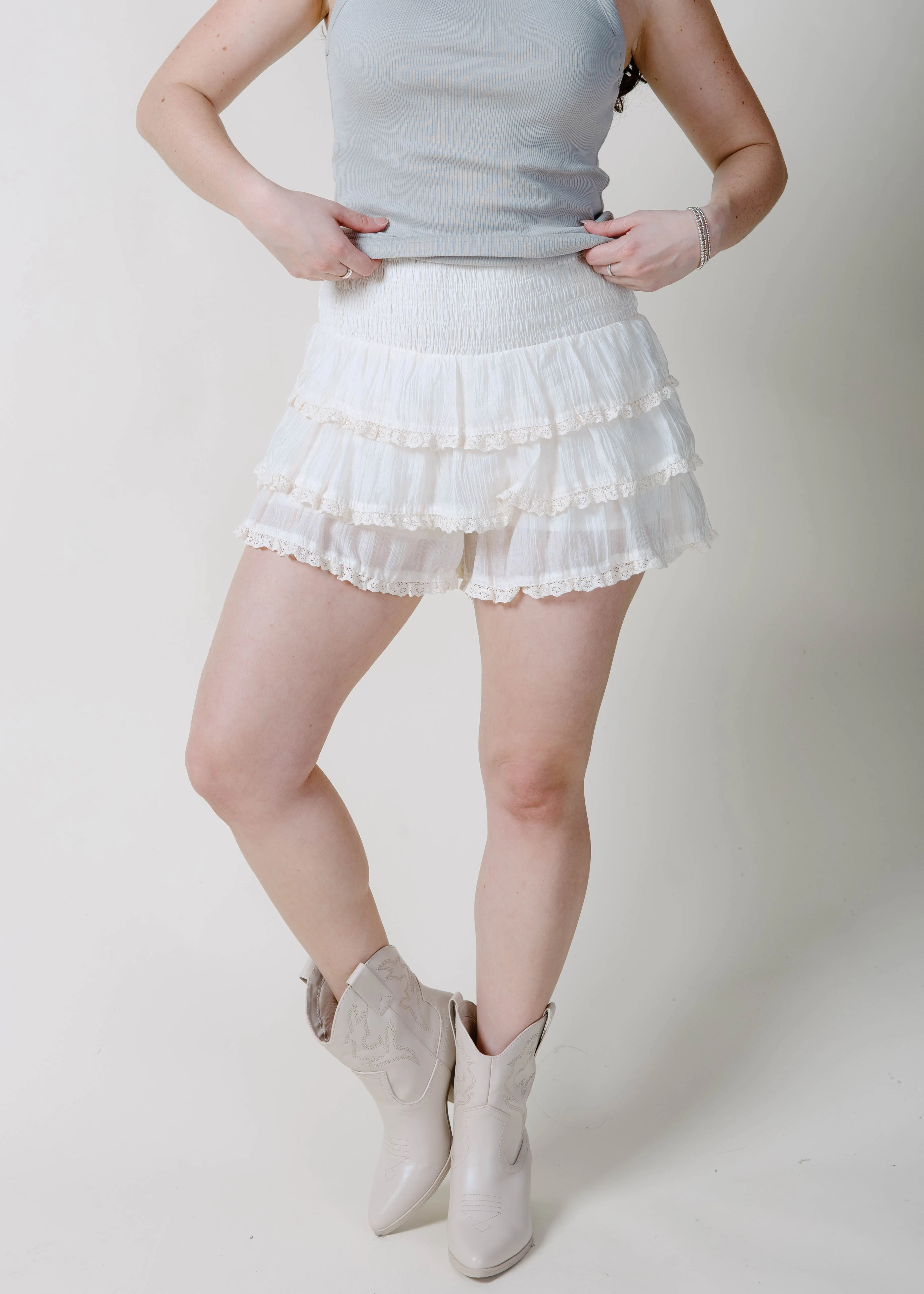 The Annelise Mini Skort - Cream sold by Vinnie Louise
