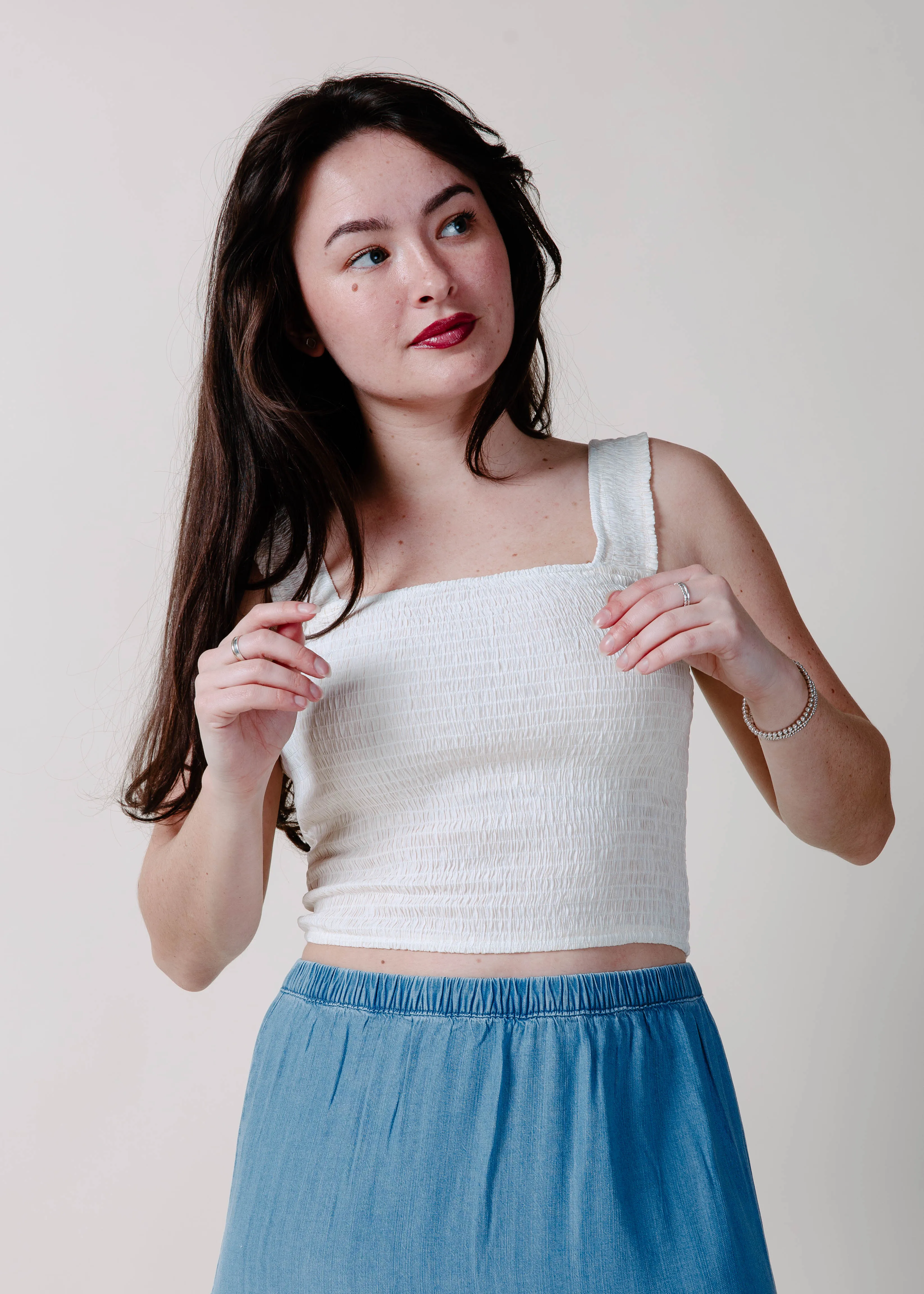 The Elsie Smocked Top - Off White sold by Vinnie Louise
