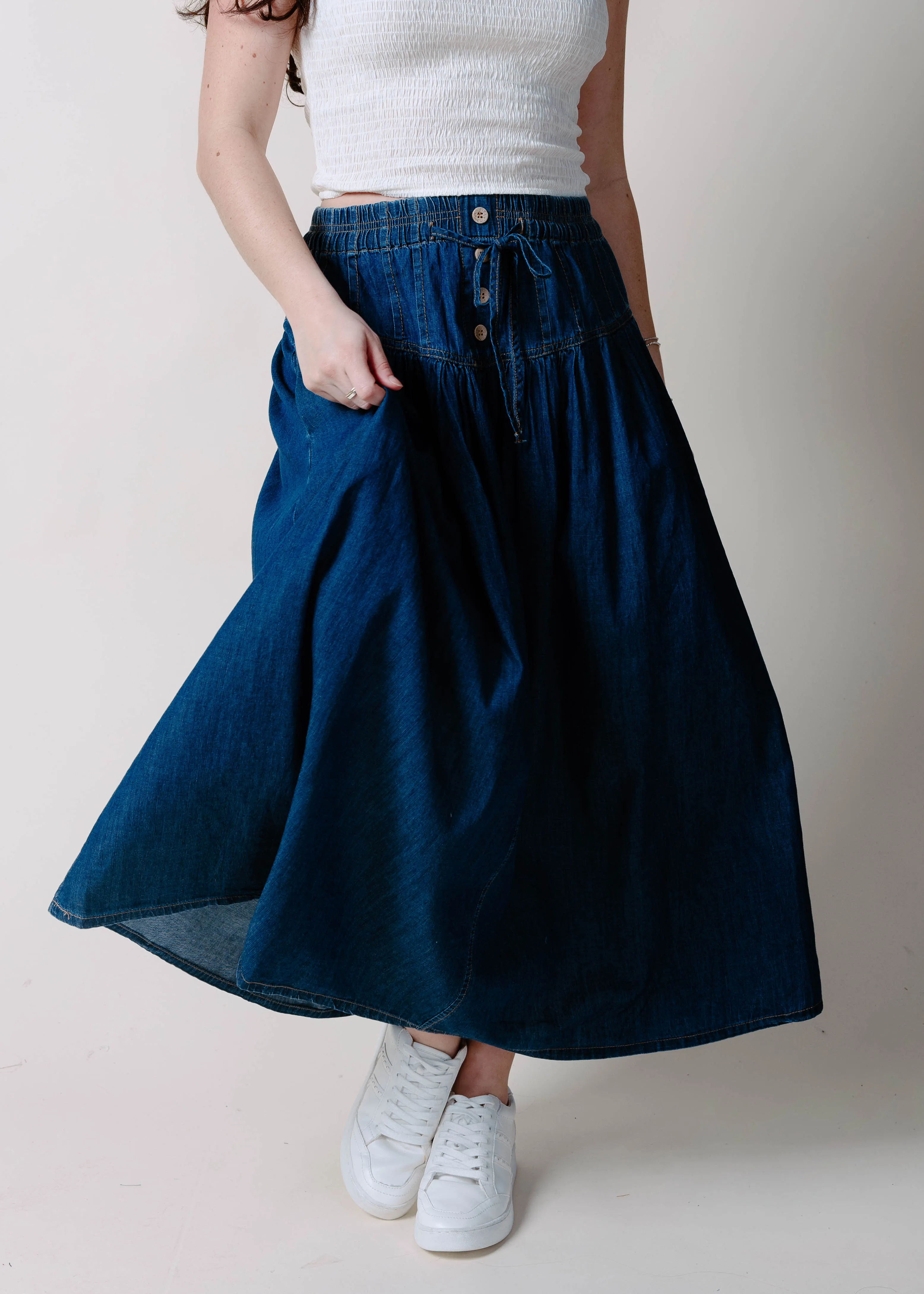 The Reese Denim Maxi Skirt sold by Vinnie Louise product image thumbnail 2