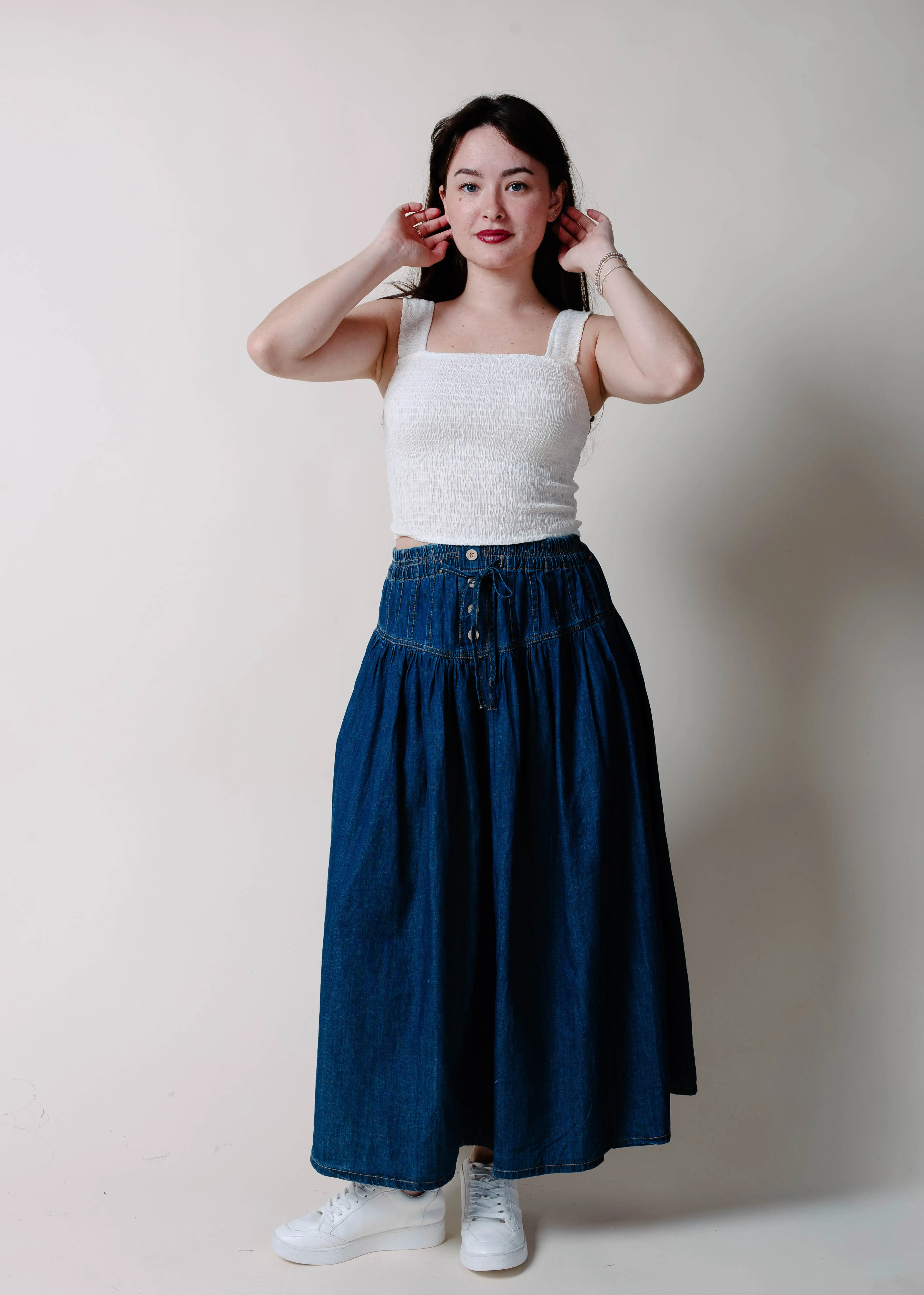 The Reese Denim Maxi Skirt sold by Vinnie Louise product image thumbnail 3