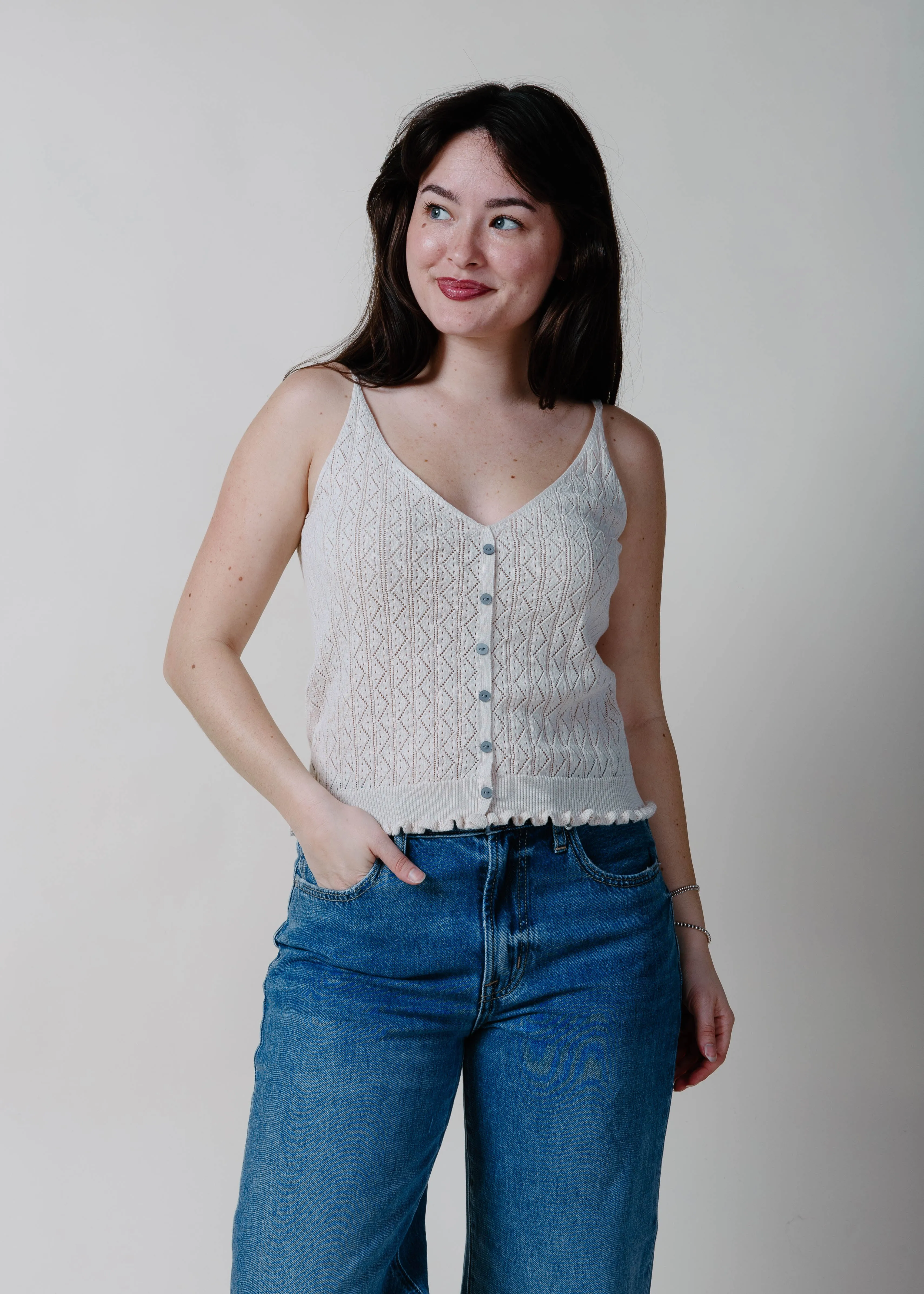 Jules Pointelle Knit Cami - Cream sold by Vinnie Louise