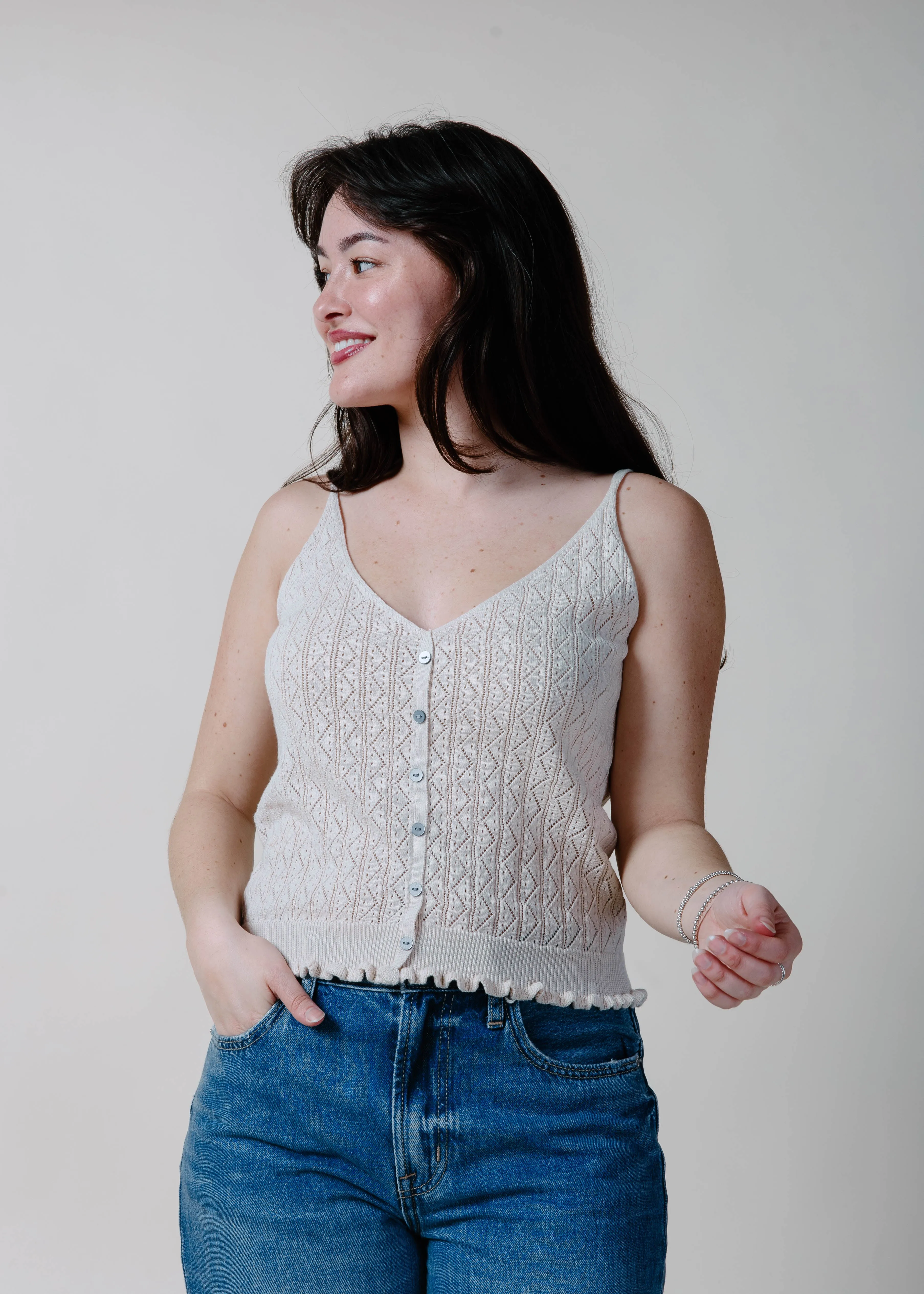 Jules Pointelle Knit Cami - Cream sold by Vinnie Louise product image thumbnail 2