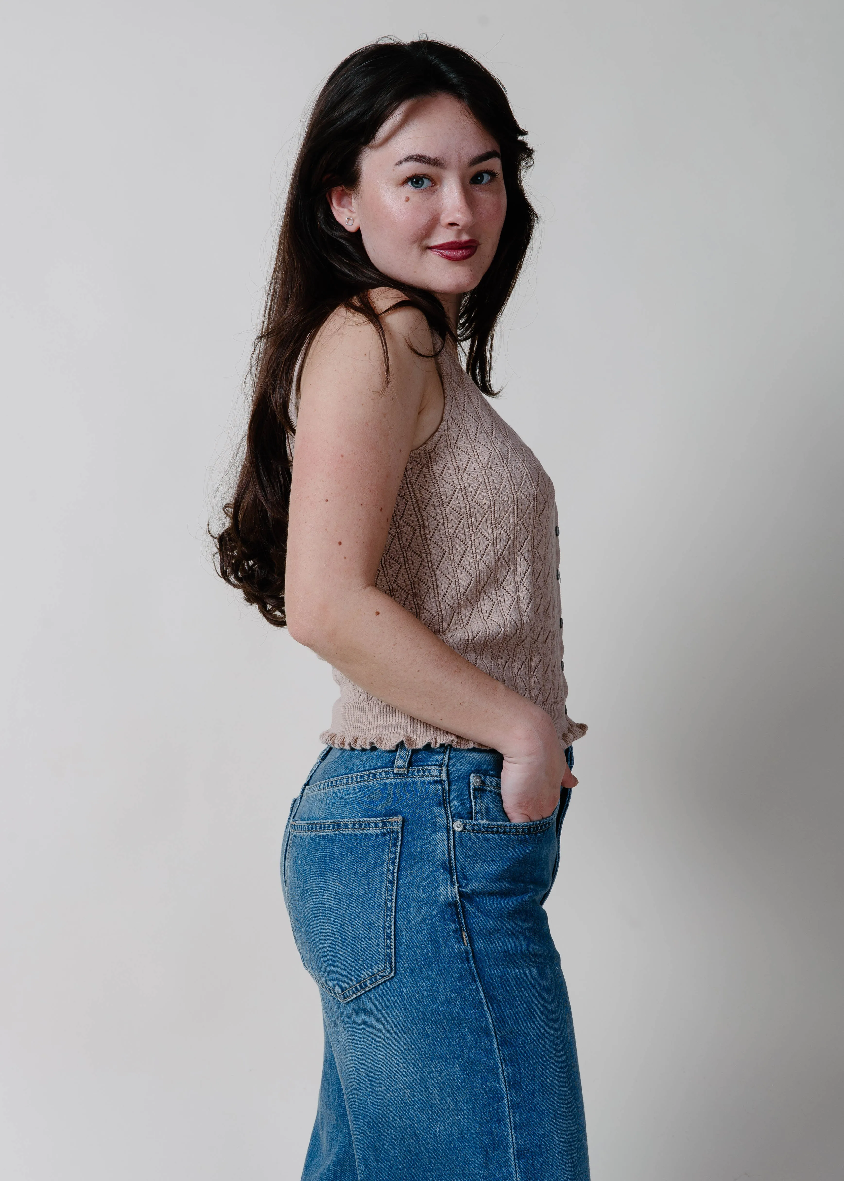 Jules Pointelle Knit Cami - Brown sold by Vinnie Louise product image thumbnail 3