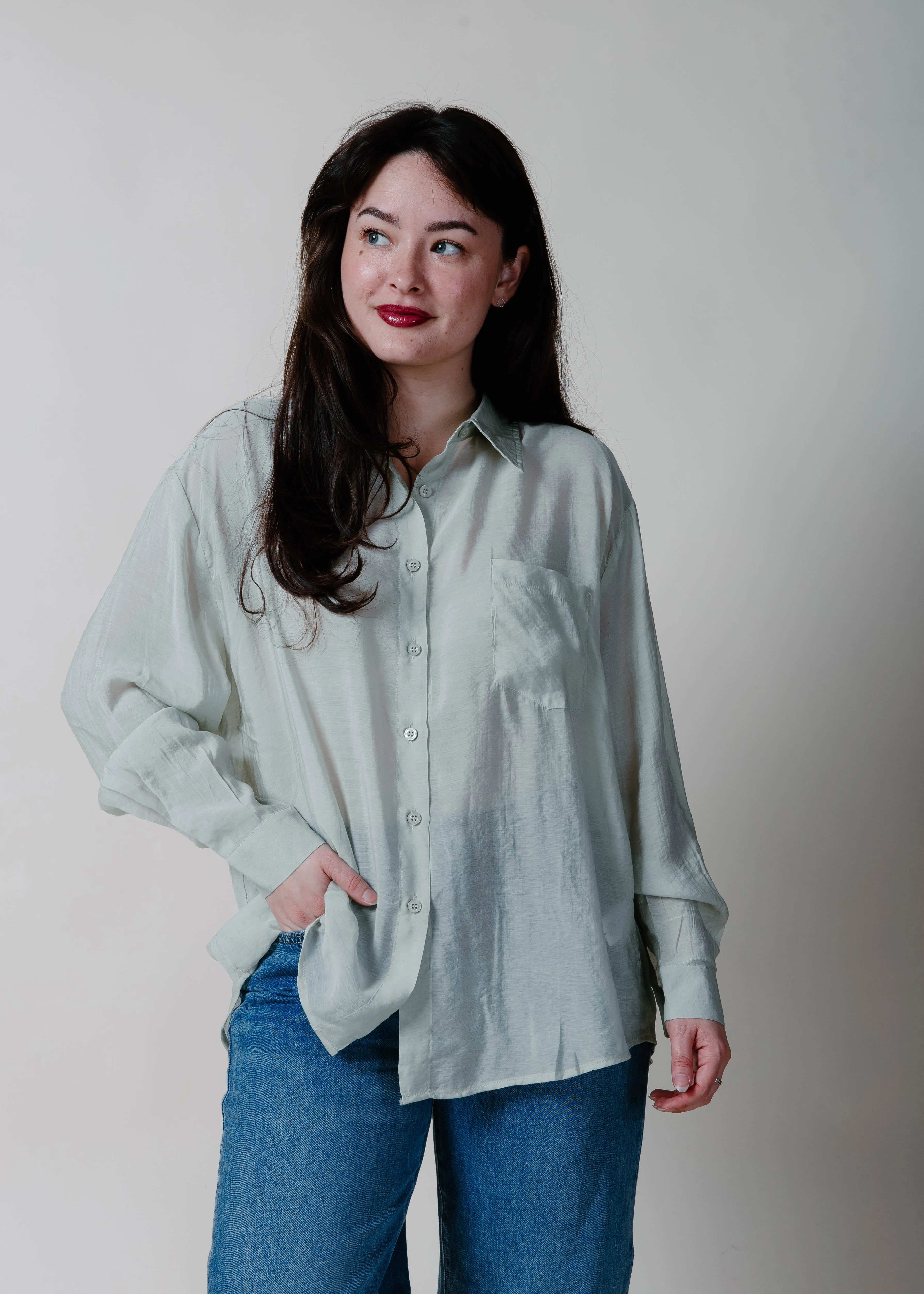 Harper Button Down - Light Sage sold by Vinnie Louise