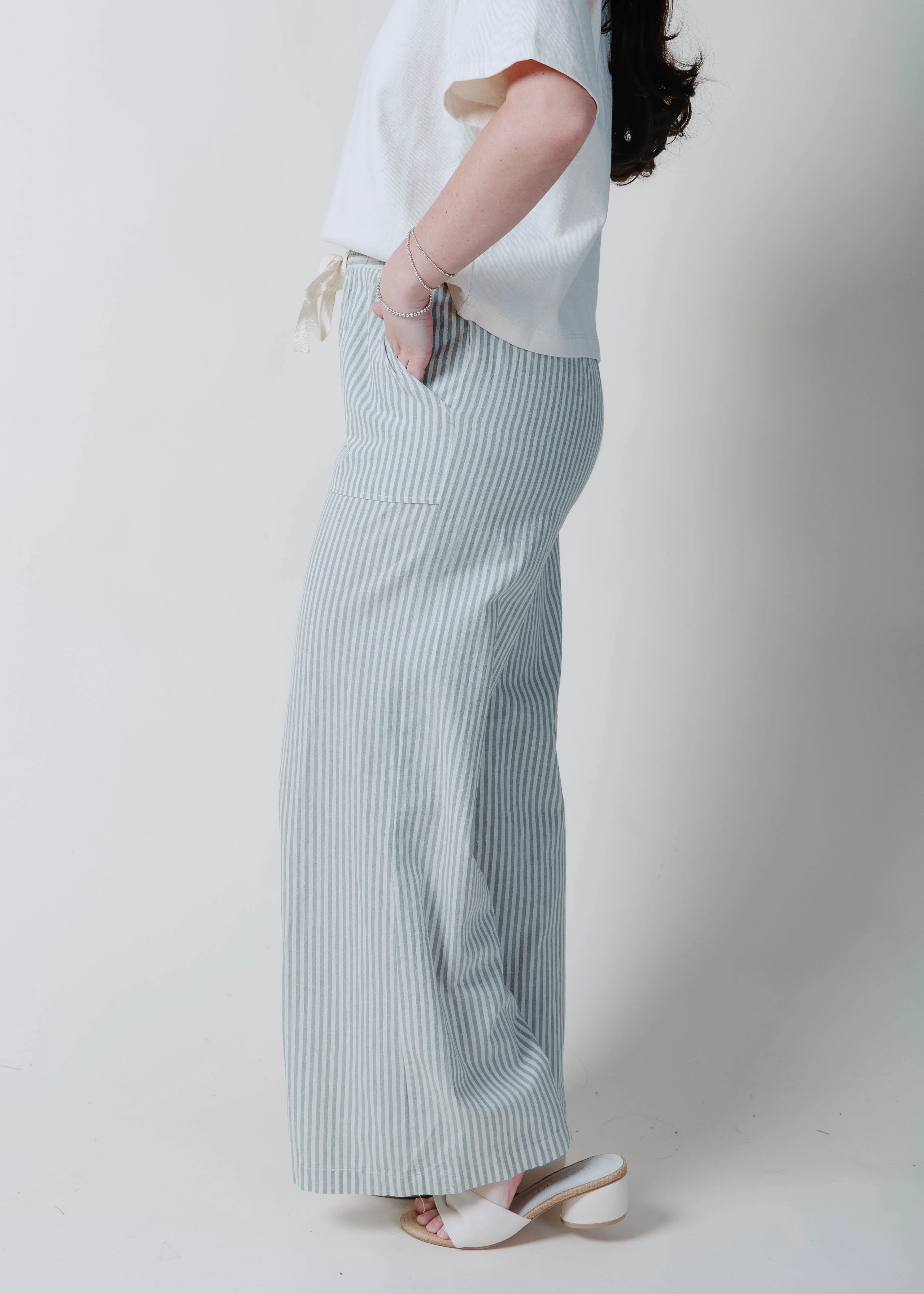Tidepool Striped Linen Pants - Sage sold by Vinnie Louise product image thumbnail 3