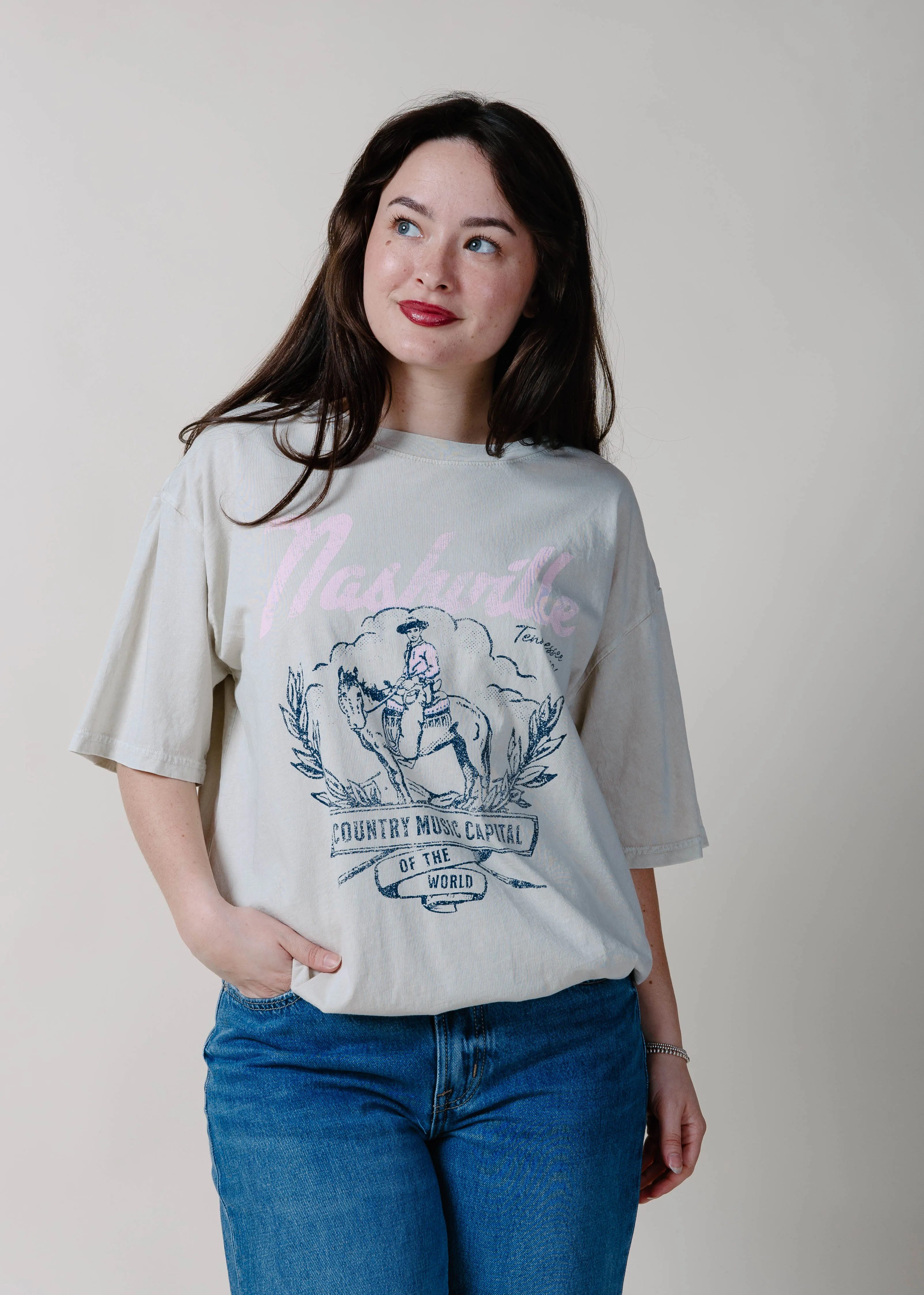 Country Music Capital Graphic Tee - Oatmeal sold by Vinnie Louise