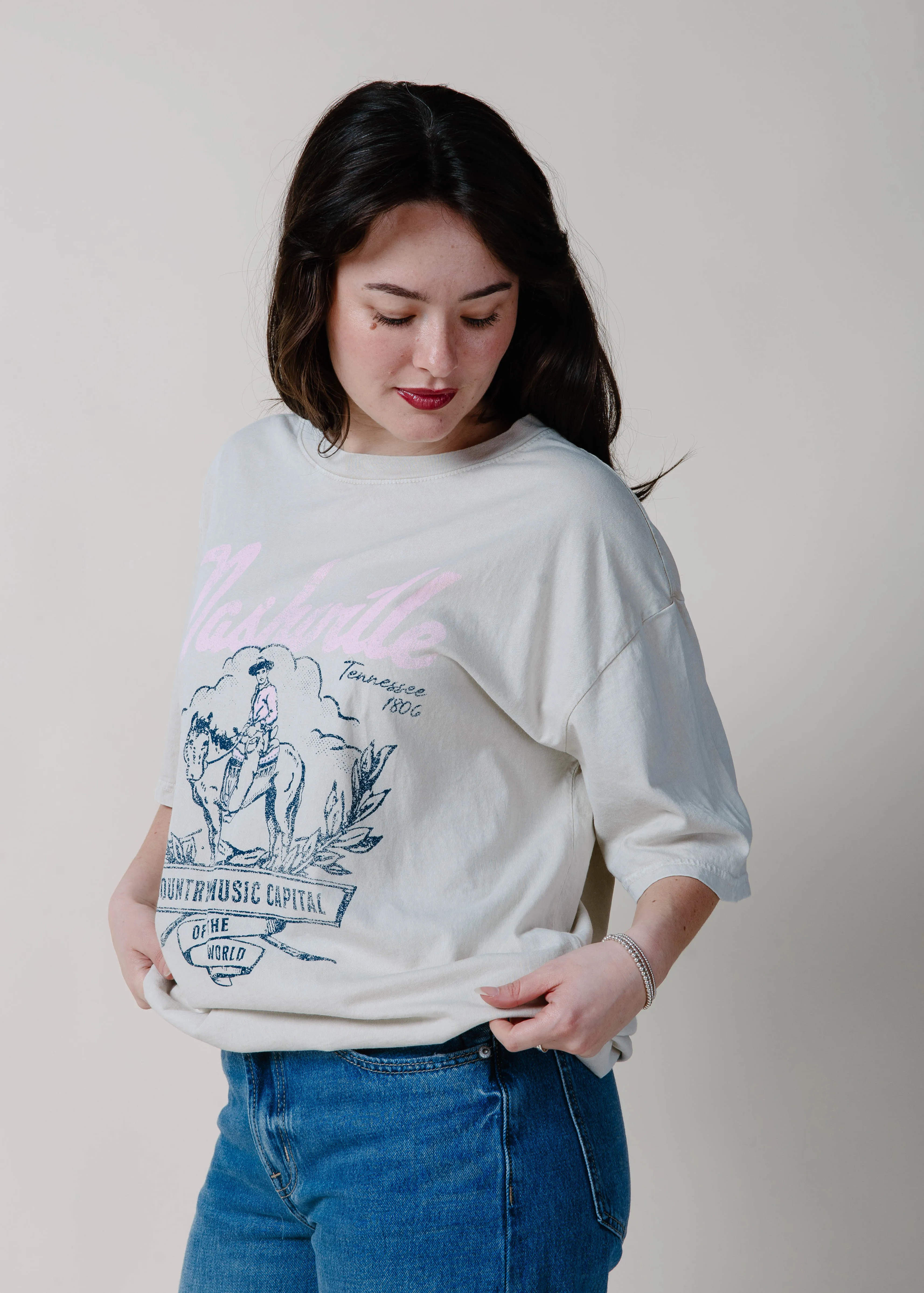 Country Music Capital Graphic Tee - Oatmeal sold by Vinnie Louise product image thumbnail 3