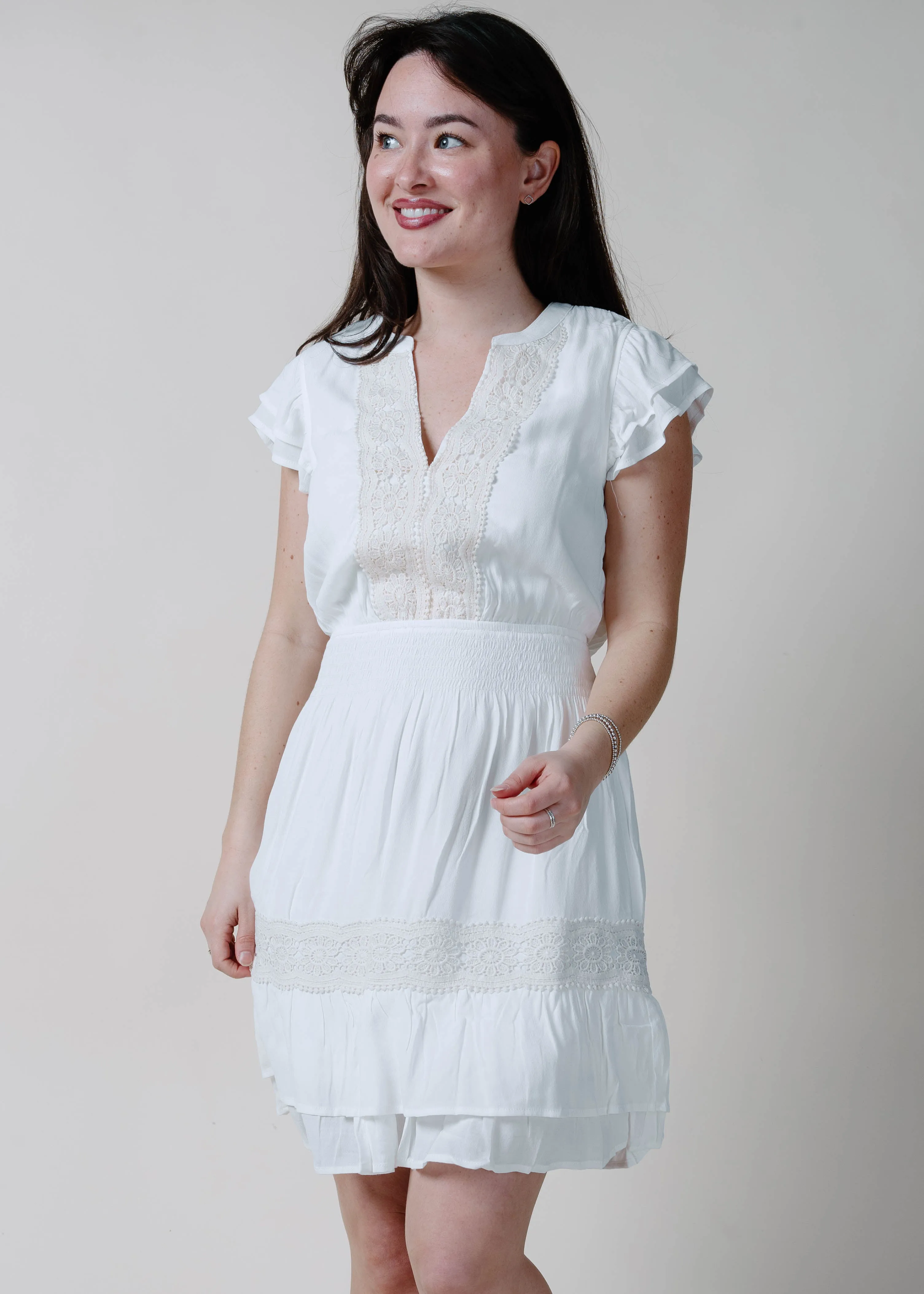 Double Up Lace Mini Dress - White sold by Vinnie Louise product image thumbnail 2