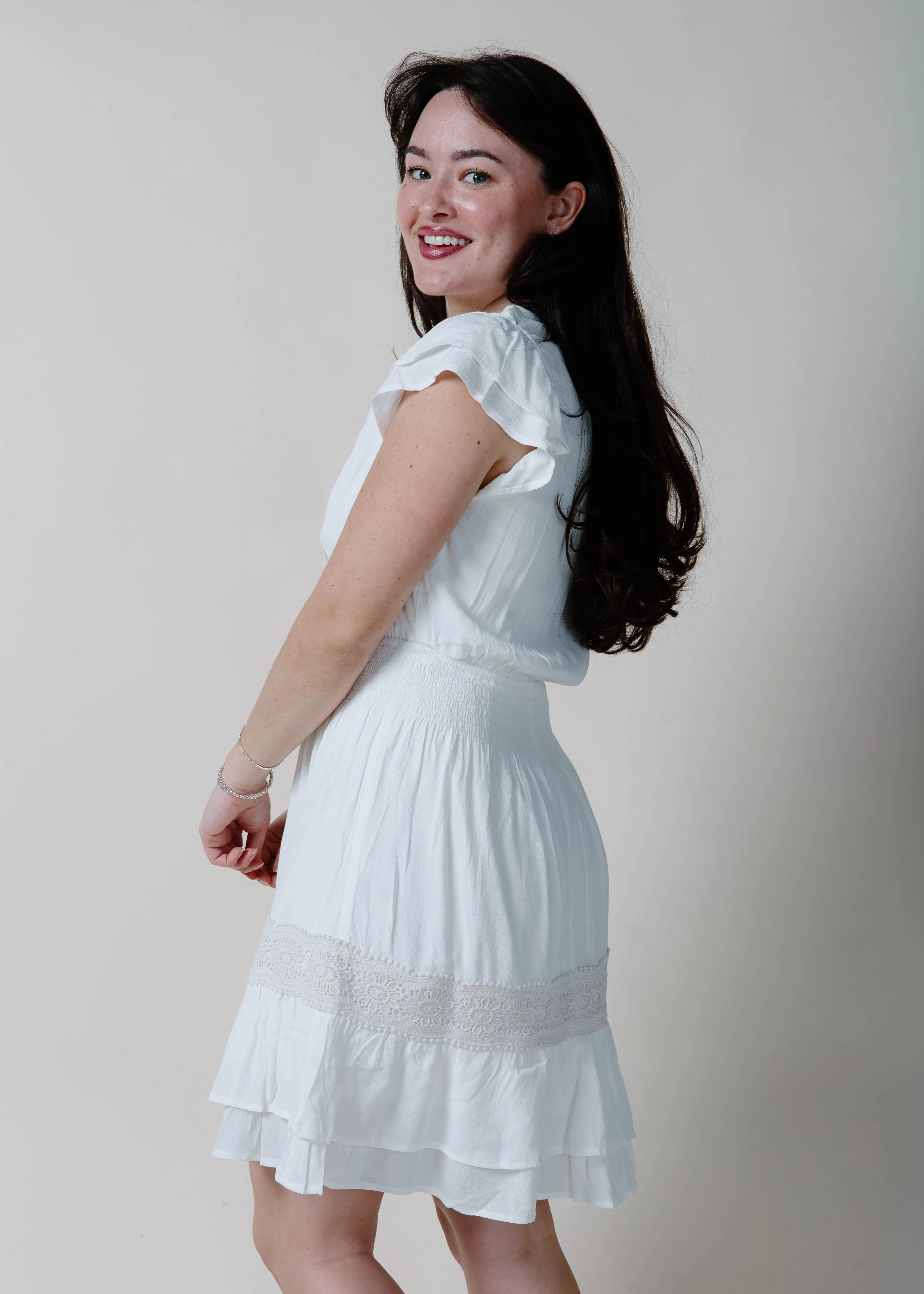 Double Up Lace Mini Dress - White sold by Vinnie Louise product image thumbnail 3