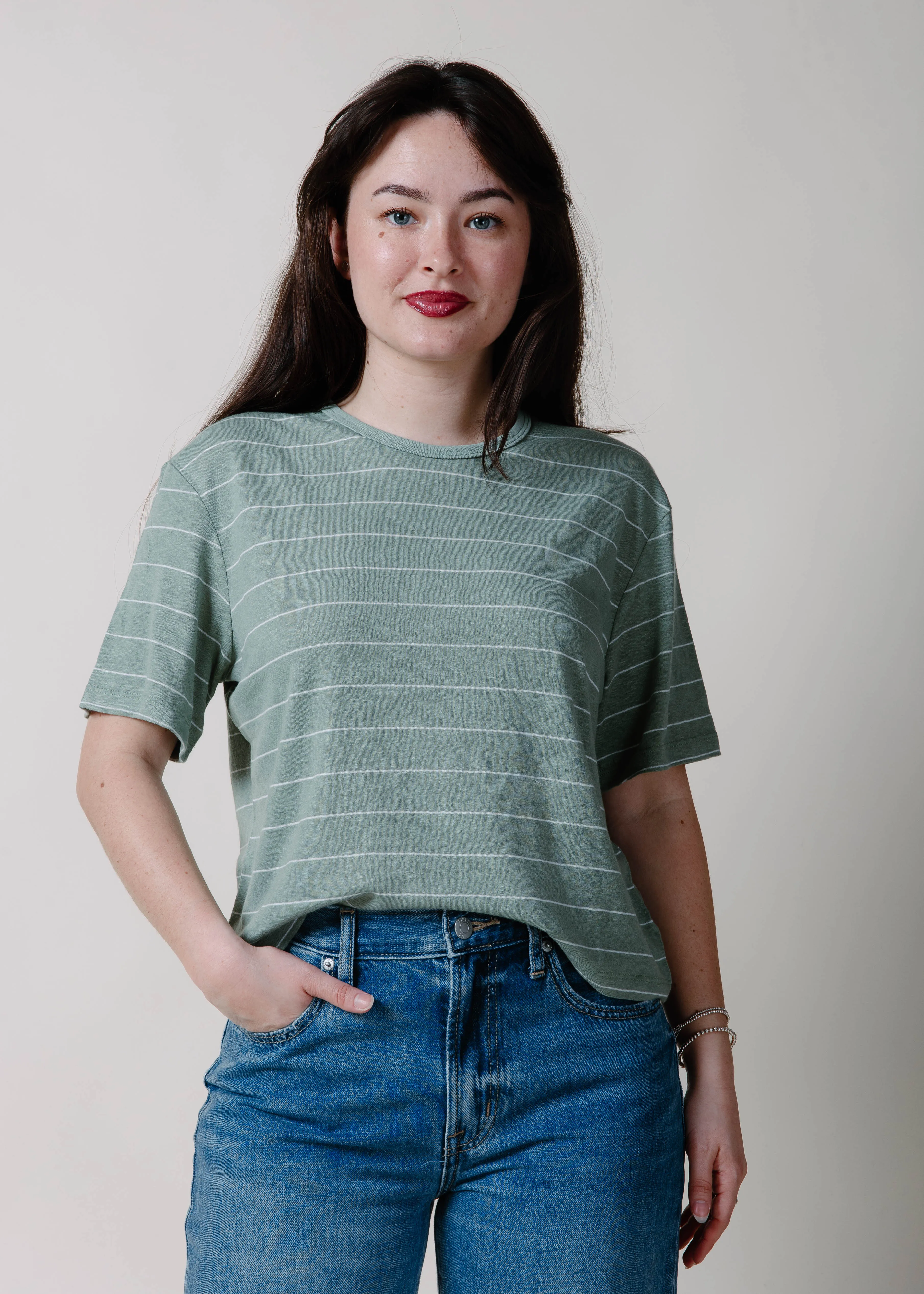 The Cora Striped Top - Sage sold by Vinnie Louise