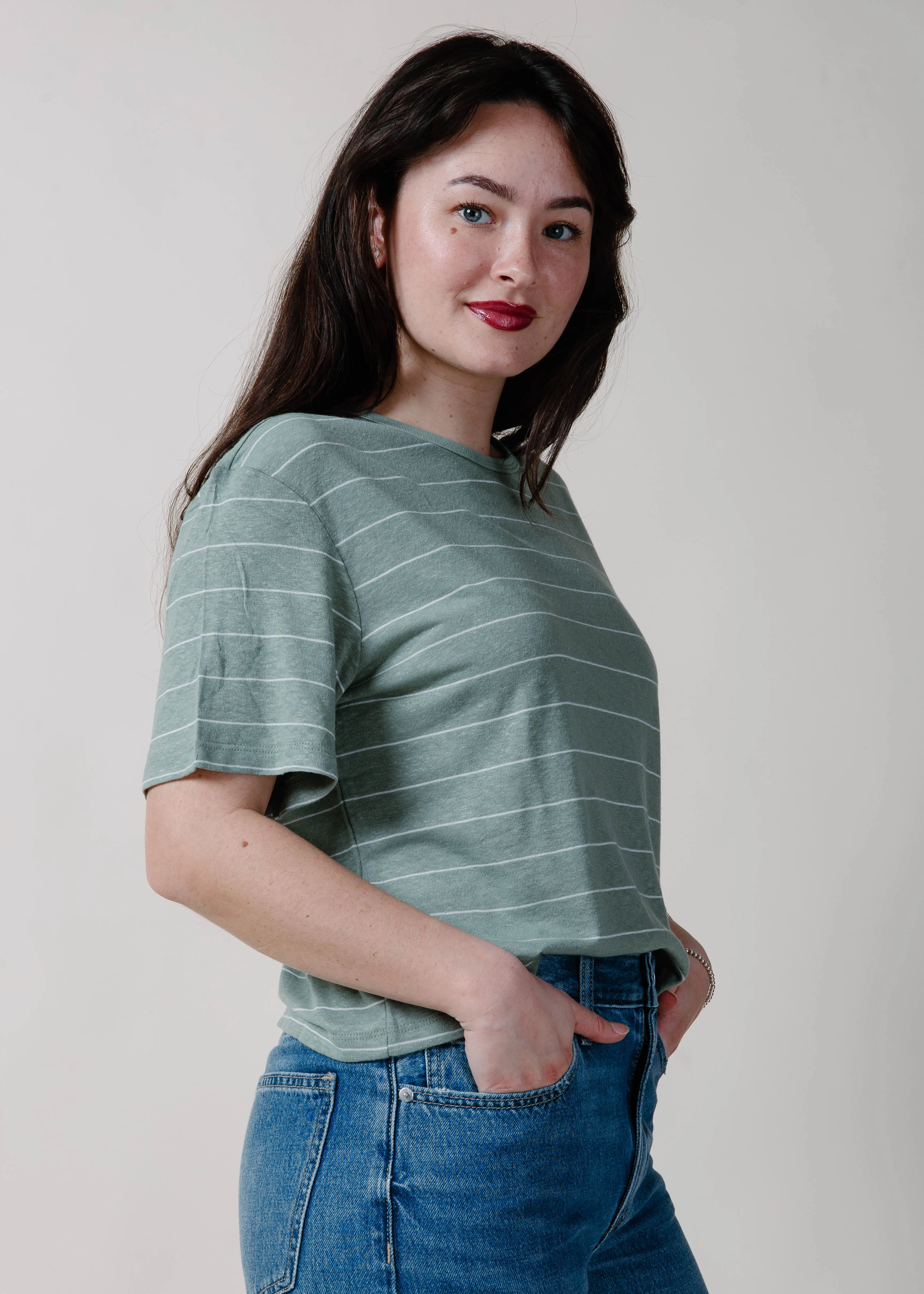 The Cora Striped Top - Sage sold by Vinnie Louise product image thumbnail 2