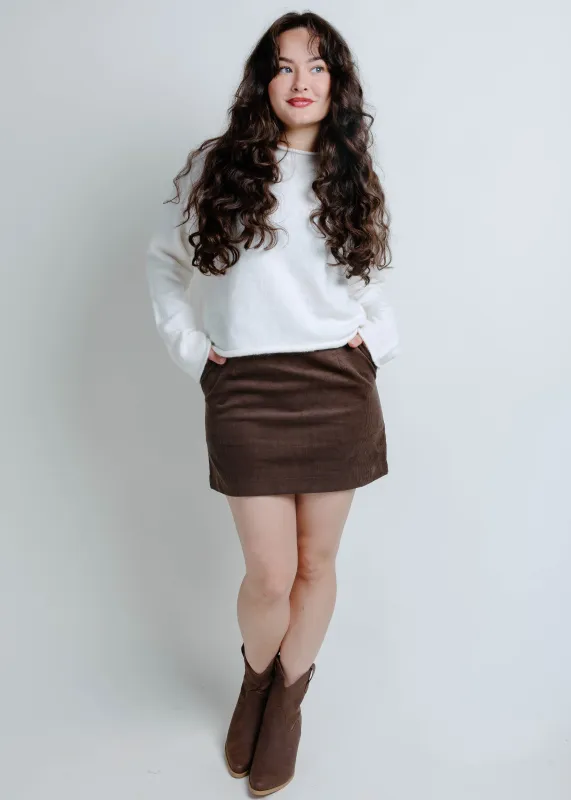 Marlen Mini Skirt - Chocolate made by By Together