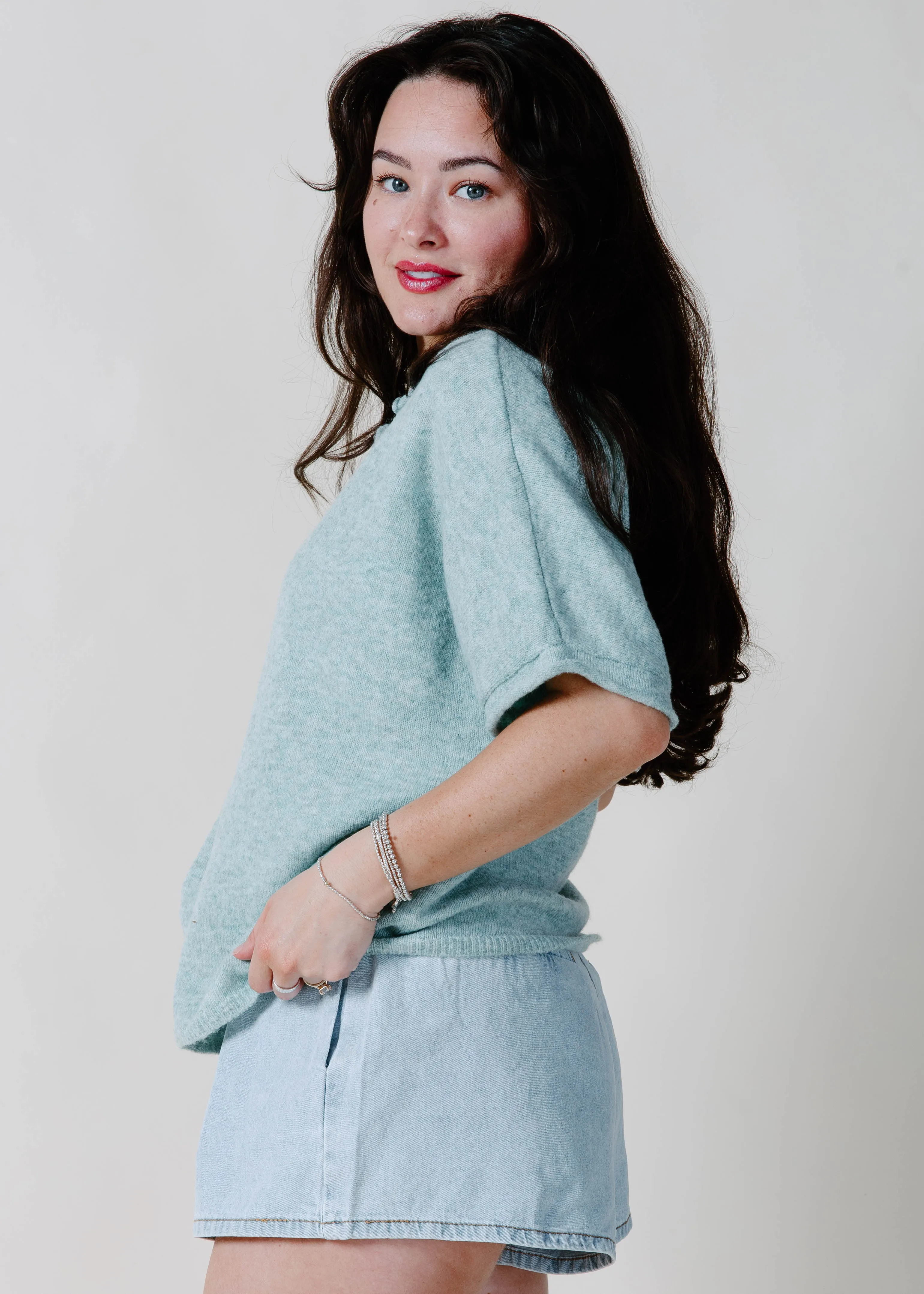 The Kaleigh Short Sleeve Cardigan - Teal sold by Vinnie Louise product image thumbnail 3
