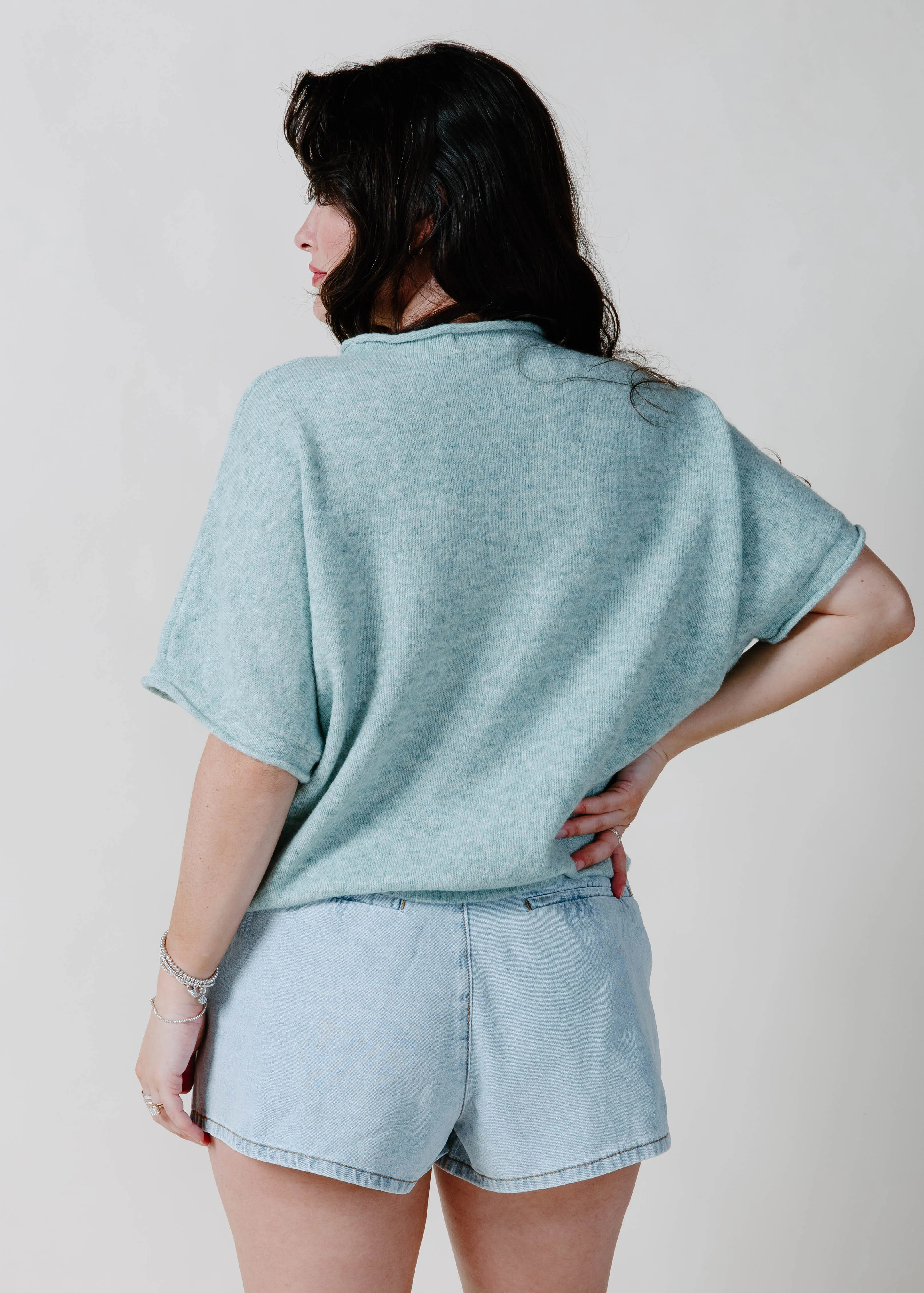 The Kaleigh Short Sleeve Cardigan - Teal sold by Vinnie Louise product image thumbnail 4
