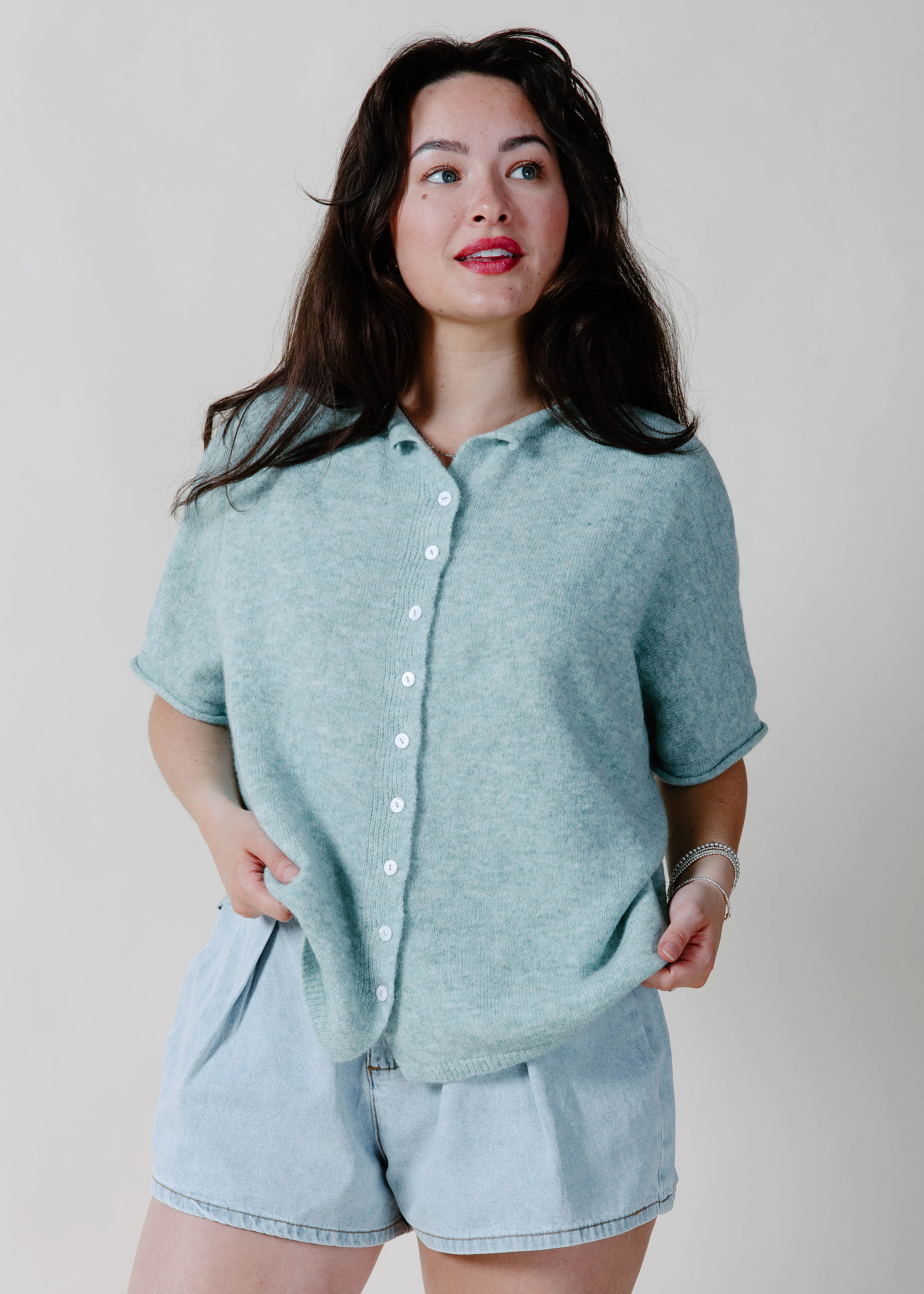 The Kaleigh Short Sleeve Cardigan - Teal sold by Vinnie Louise product image thumbnail 2